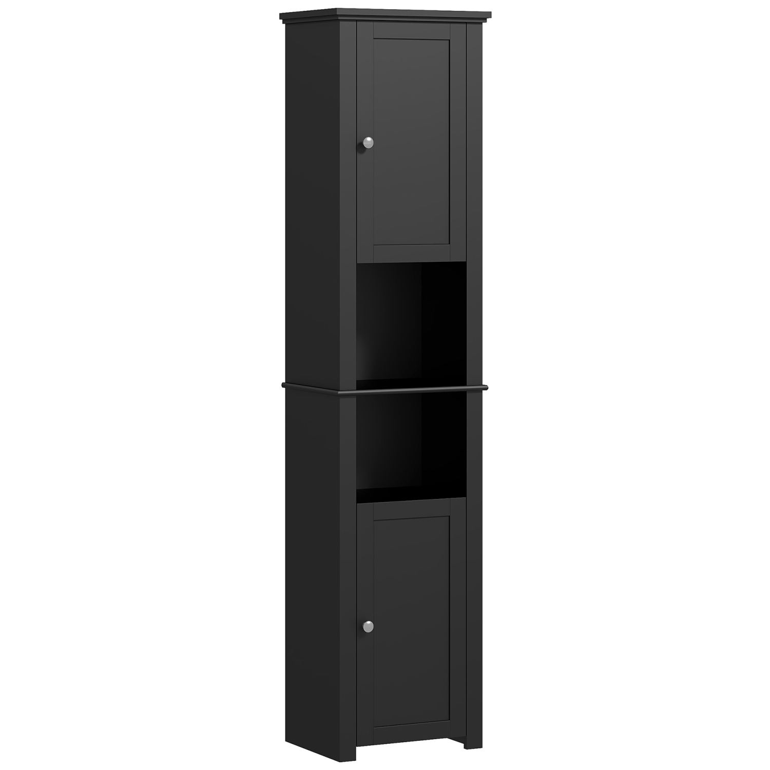 HOMCOM Tall Bathroom Storage Cabinet, Freestanding Narrow Storage Cabinet, Bathroom Floor Cabinet with Adjustable Shelves and 2 Doors, Black