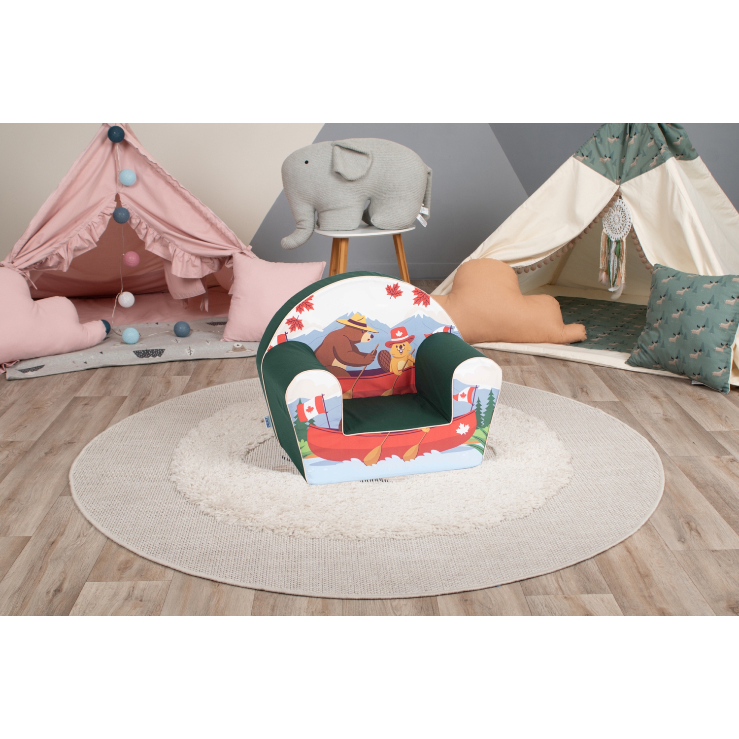 Delsit Kids Couch for Toddlers - Canada Special Edition - Comfy Armchair for Children, Lightweight Foam Sofa and Reading Chair with Removable Cover,