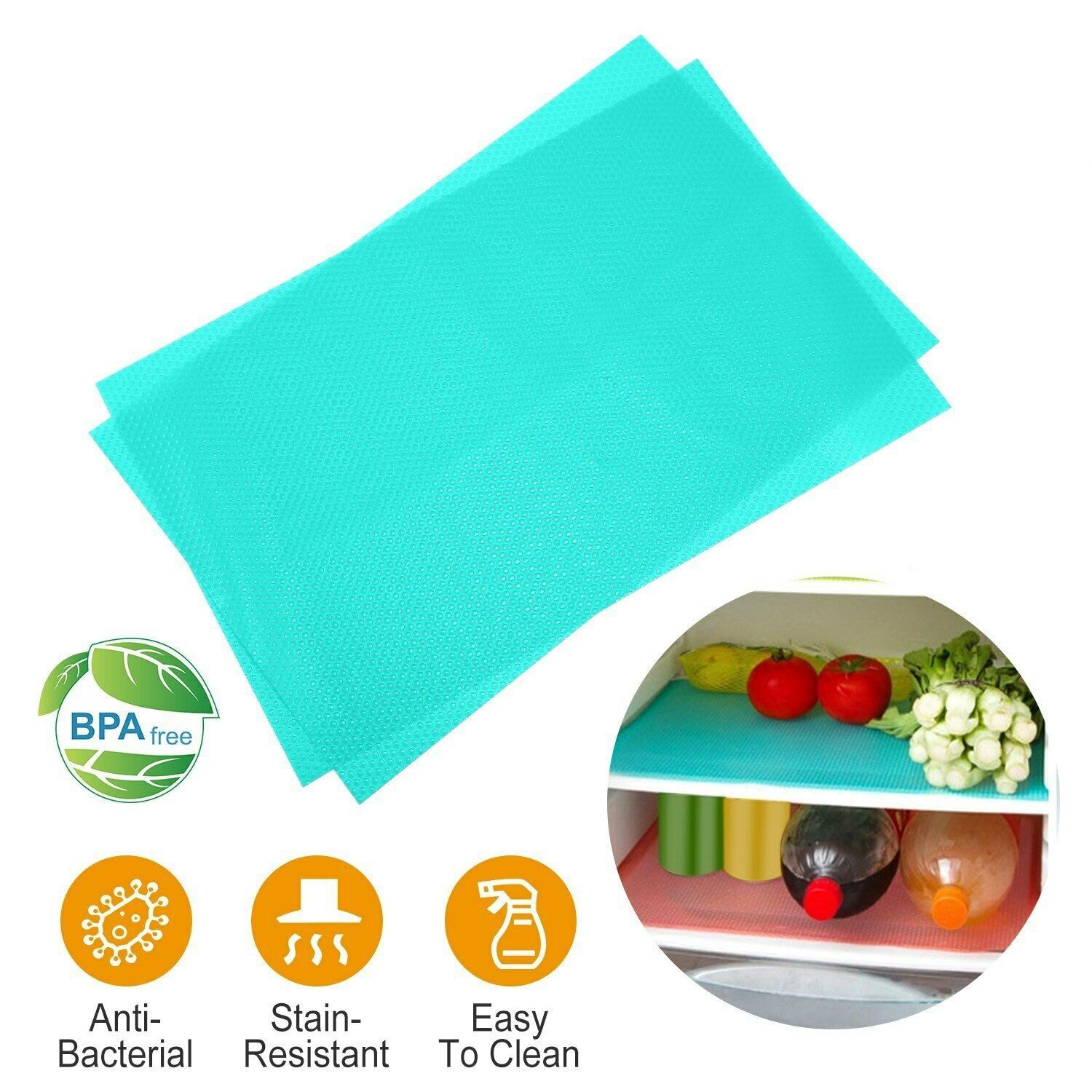 4 Pcs Refrigerator Liners, Washable Mats Covers Pads, Home Kitchen Gadgets Accessories Organization for Top Freezer Glass Shelf Wire Shelving