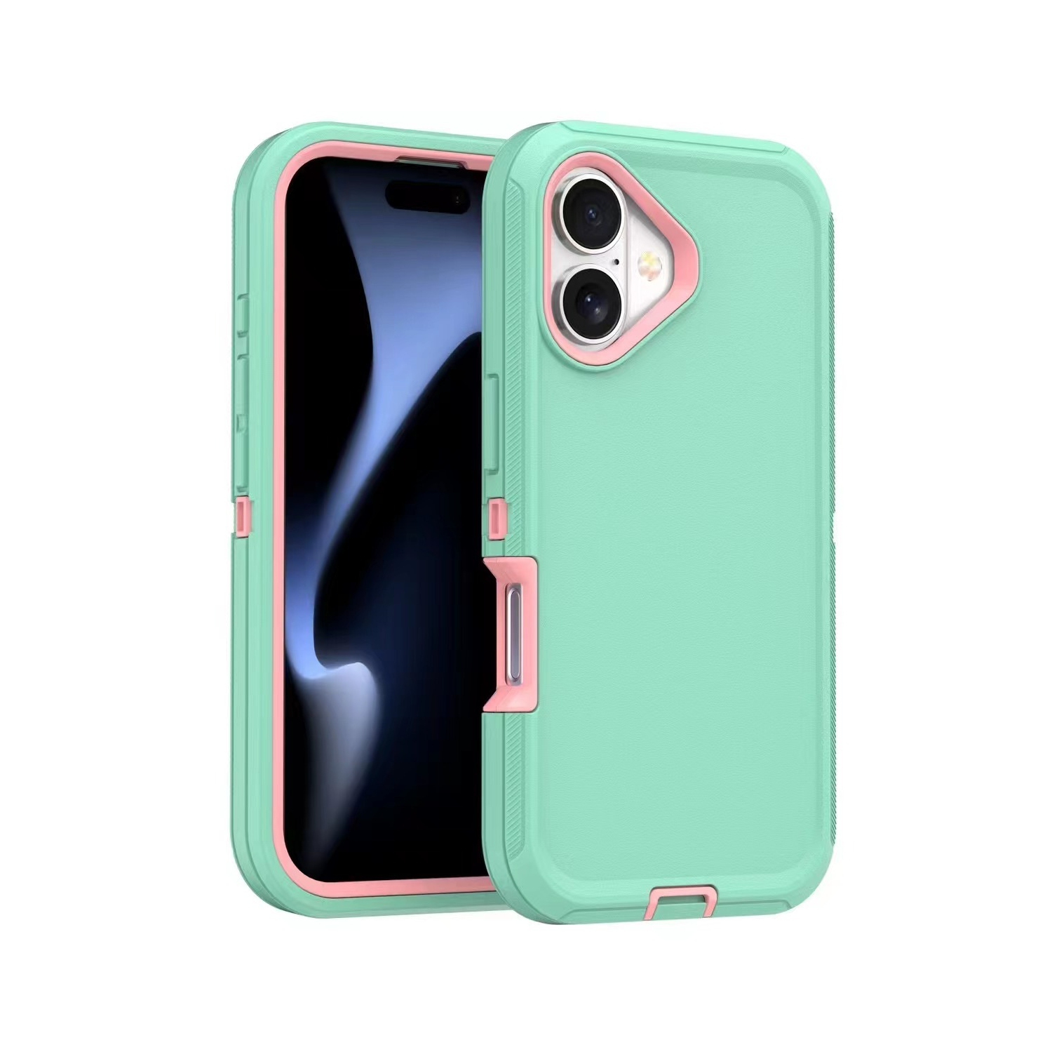 [CS] Triple 3 Layers Shockproof Heavy Duty Defender Hard Case for iPhone 16, Teal