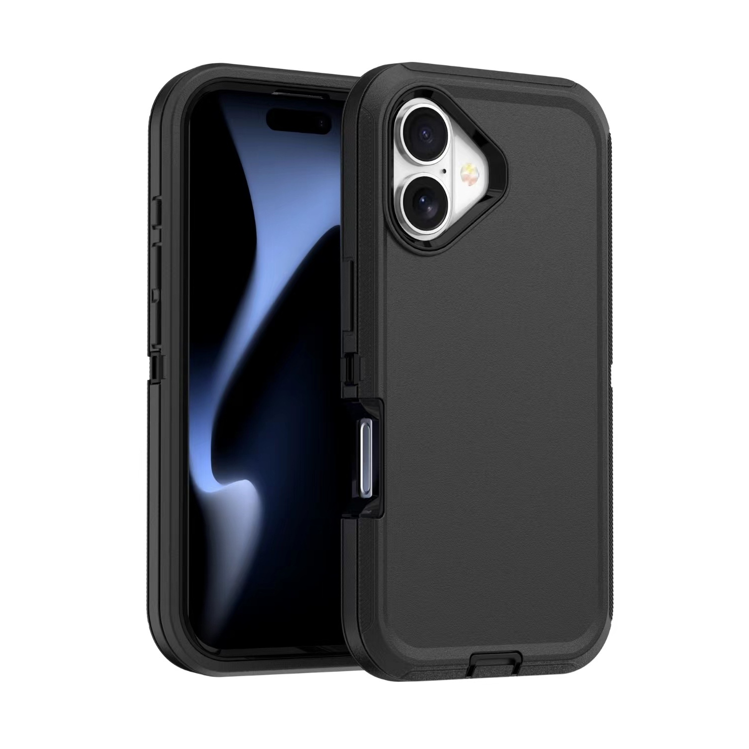 [CS] Étui rigide robuste antichoc à trois couches de 3 pour iPhone 16 plus, noir