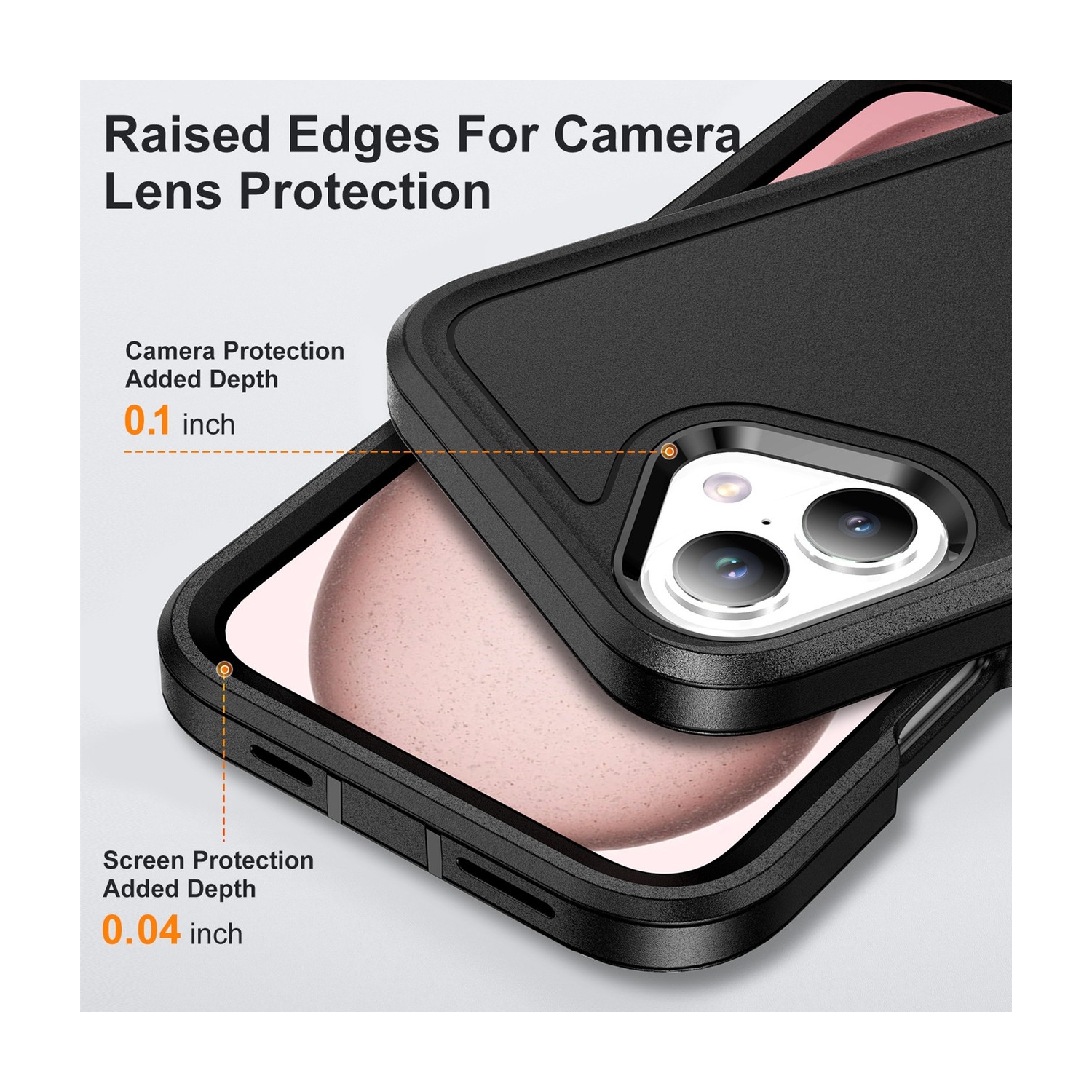 [CS] Étui rigide robuste antichoc à trois couches de 3 pour iPhone 16 plus, noir