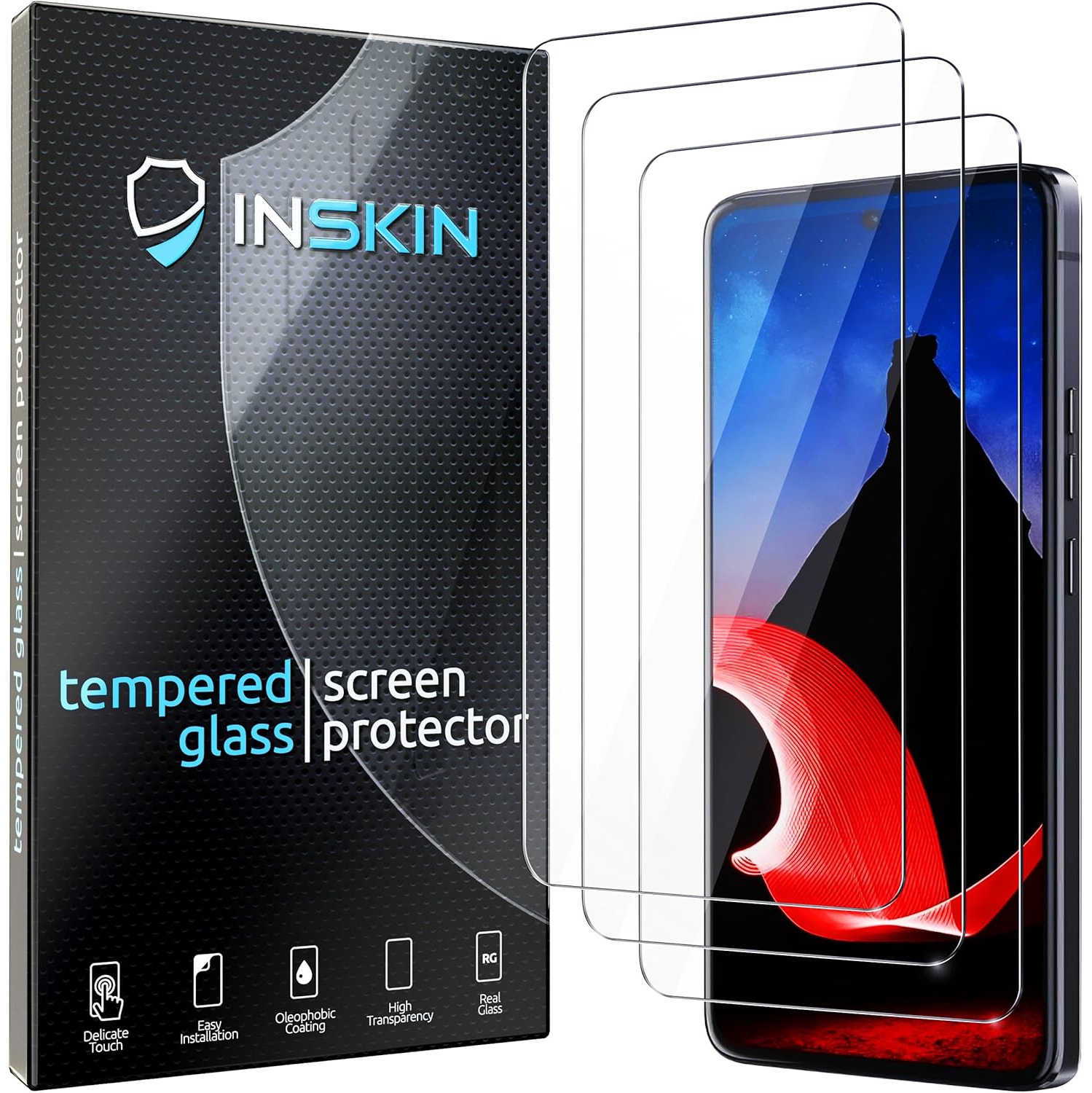 Inskin Screen Protector for ThinkPhone by Motorola - 3-Pack Tempered Glass, Ultra HD, Advanced Plasma Coating, Case-Friendly