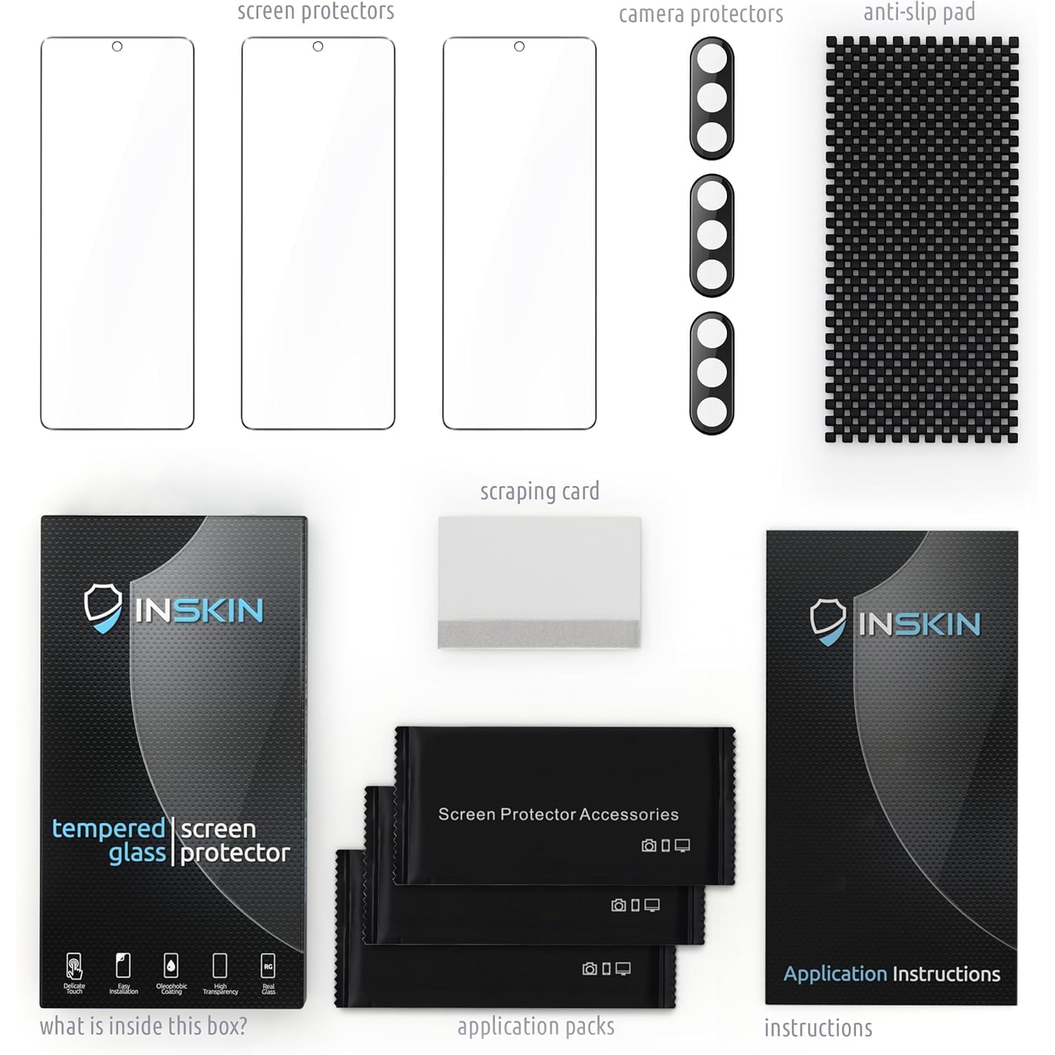 Inskin – Protecteur d’écran pour Samsung Galaxy Z Fold 6 – verre trempé, 3X pour écran extérieur et 3X pour objectif d’appareil photo, revêtement