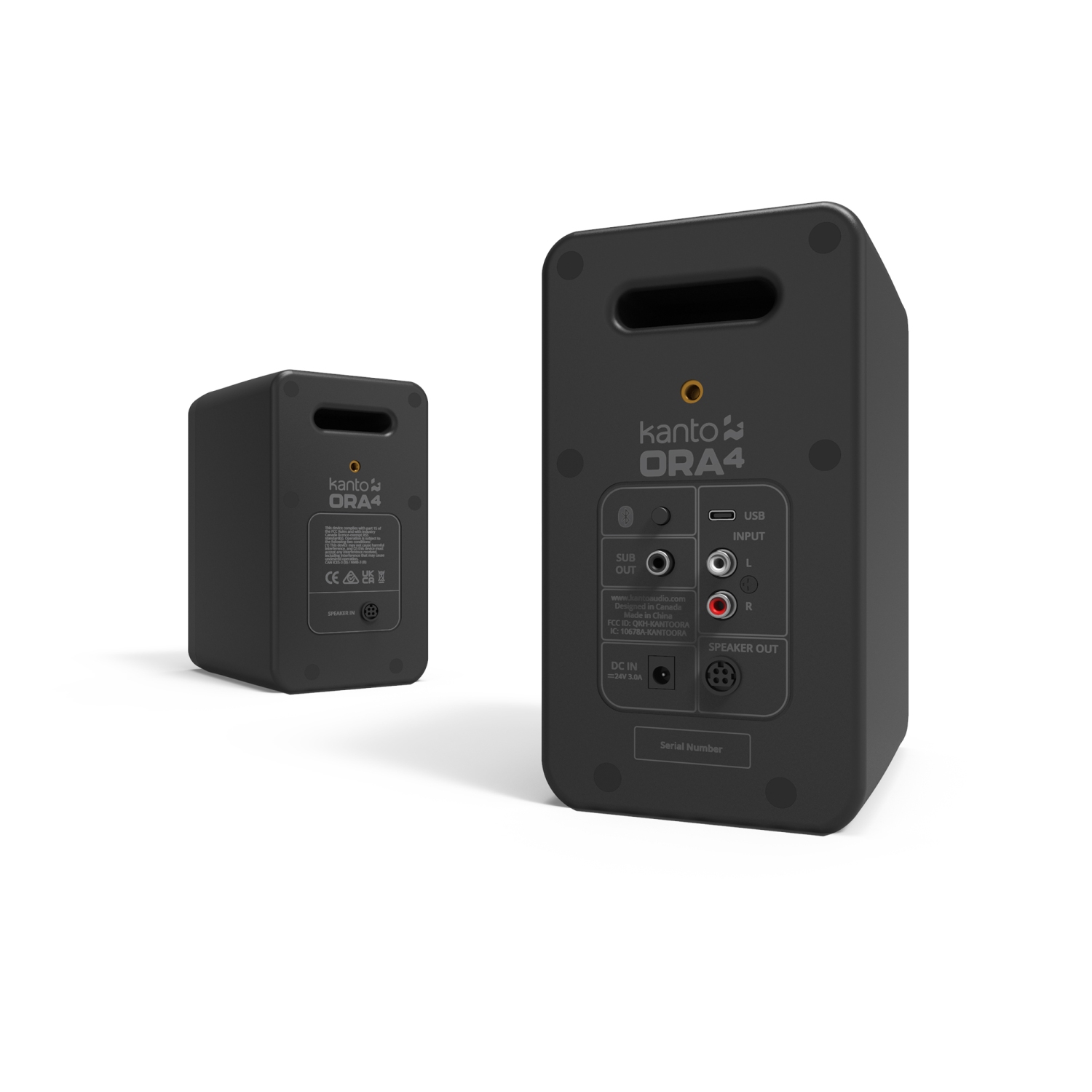 Kanto – haut-parleurs de référence alimentés 140 W ORA4 avec entrée USB-C et Bluetooth – Noir, paire