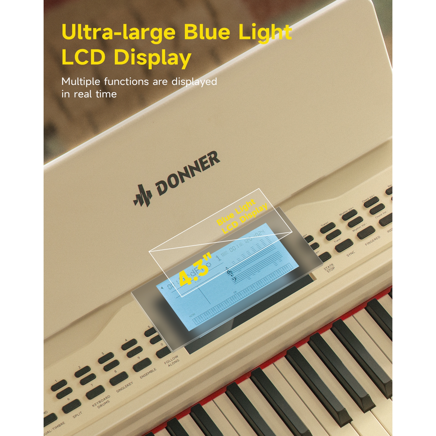 Donner DDP-95 88 Key Full-Weighted Multi-functional Upright Digital Piano with Large Screen for Beginner