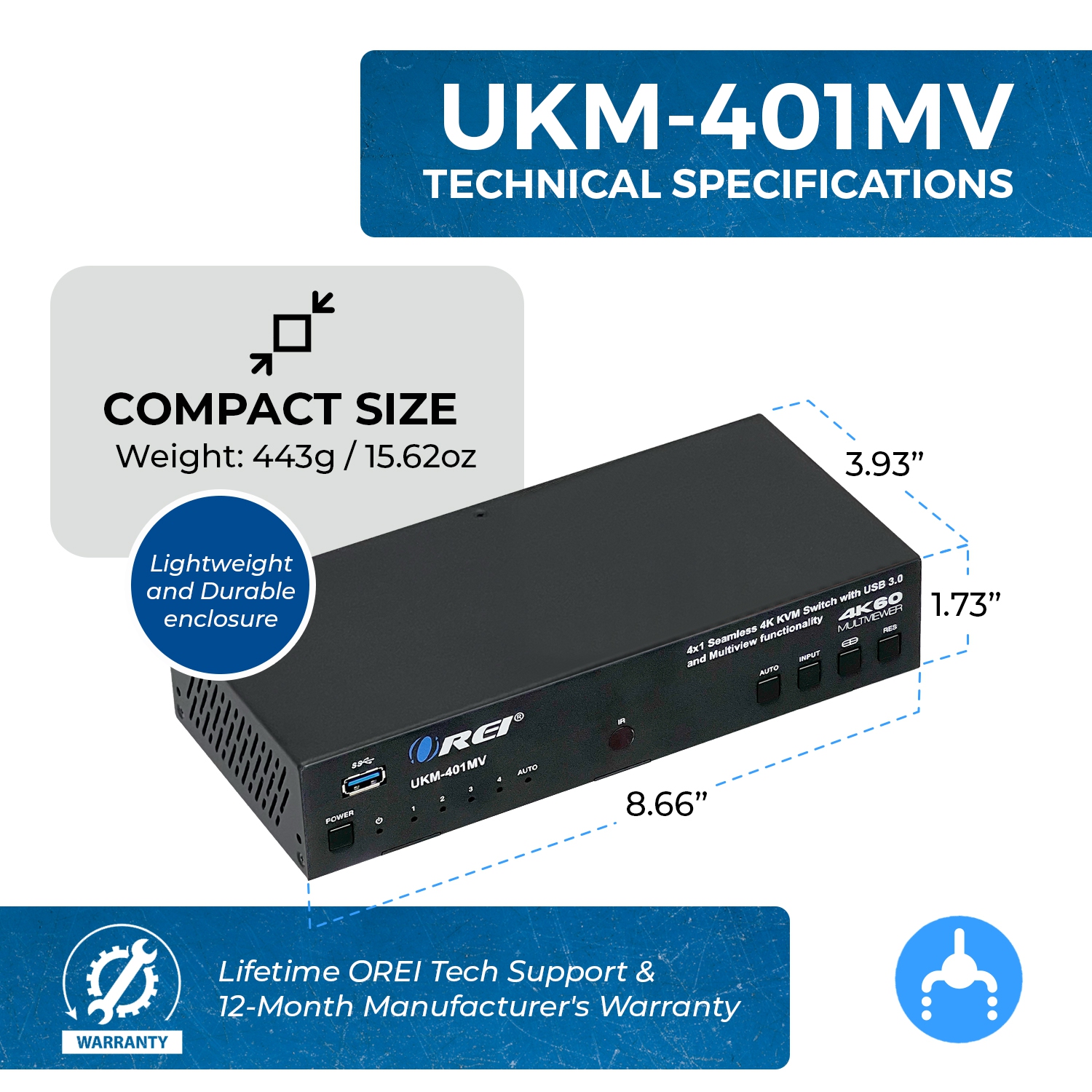Commutateur KVM 4K 4x1 avec USB 3,0 et fonctionnalité multivue