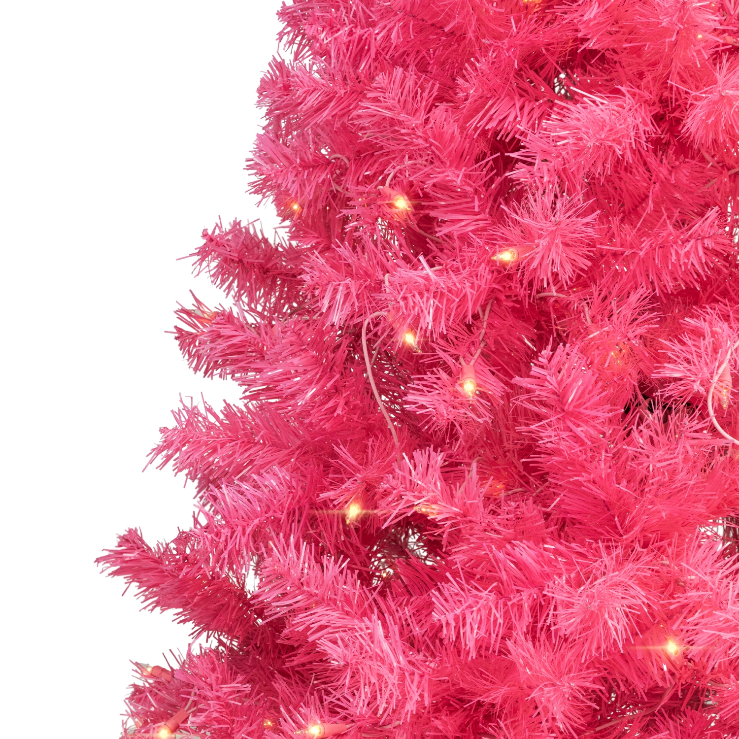 Pre-Lit Artificial Tinsel Christmas Tree - Pink - 9' - Clear Lights
