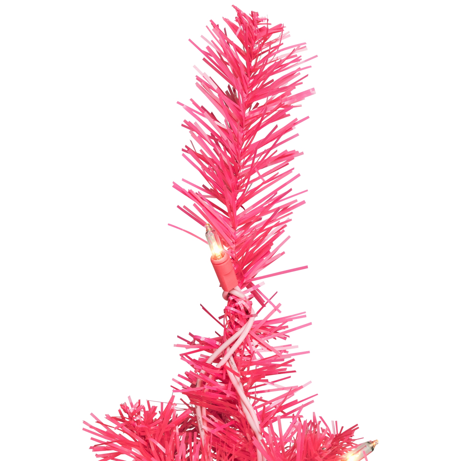 Pre-Lit Artificial Tinsel Christmas Tree - Pink - 9' - Clear Lights