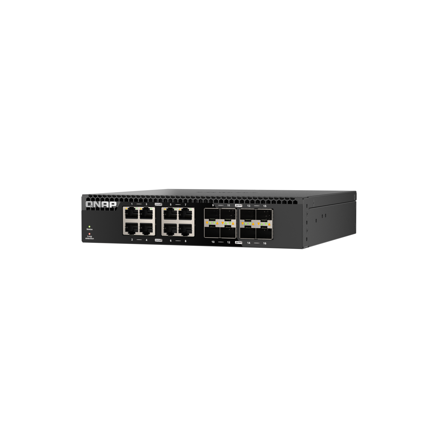 QNAP – Commutateur non géré QSW-3216R-8S8T-US à 16 ports demi-largeur monté sur bâti 10 GbE pour environnement réseau haute vitesse SMB/SOHO