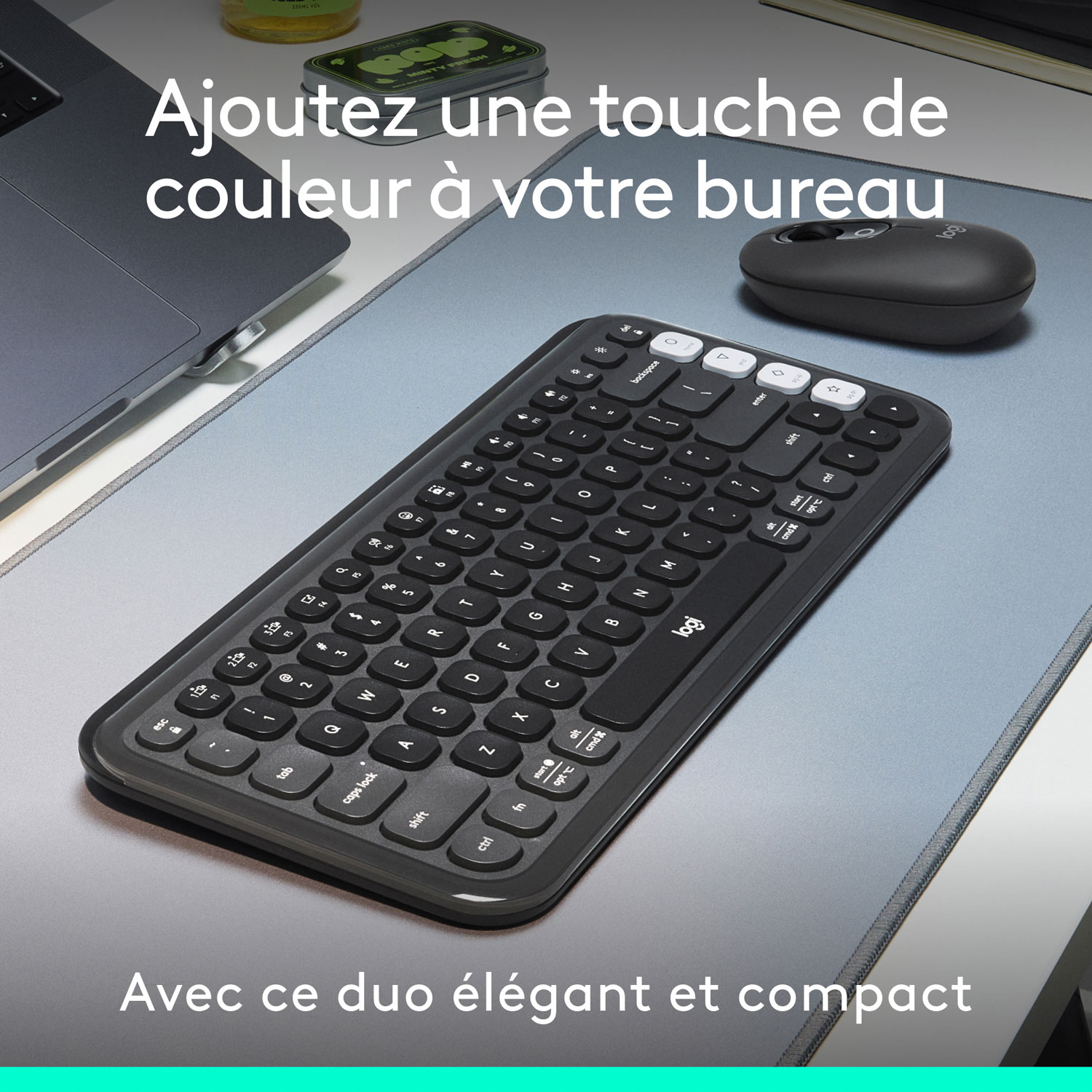 Clavier et souris optique Bluetooth POP de Logitech - Graphite/Blanc cassé - Anglais