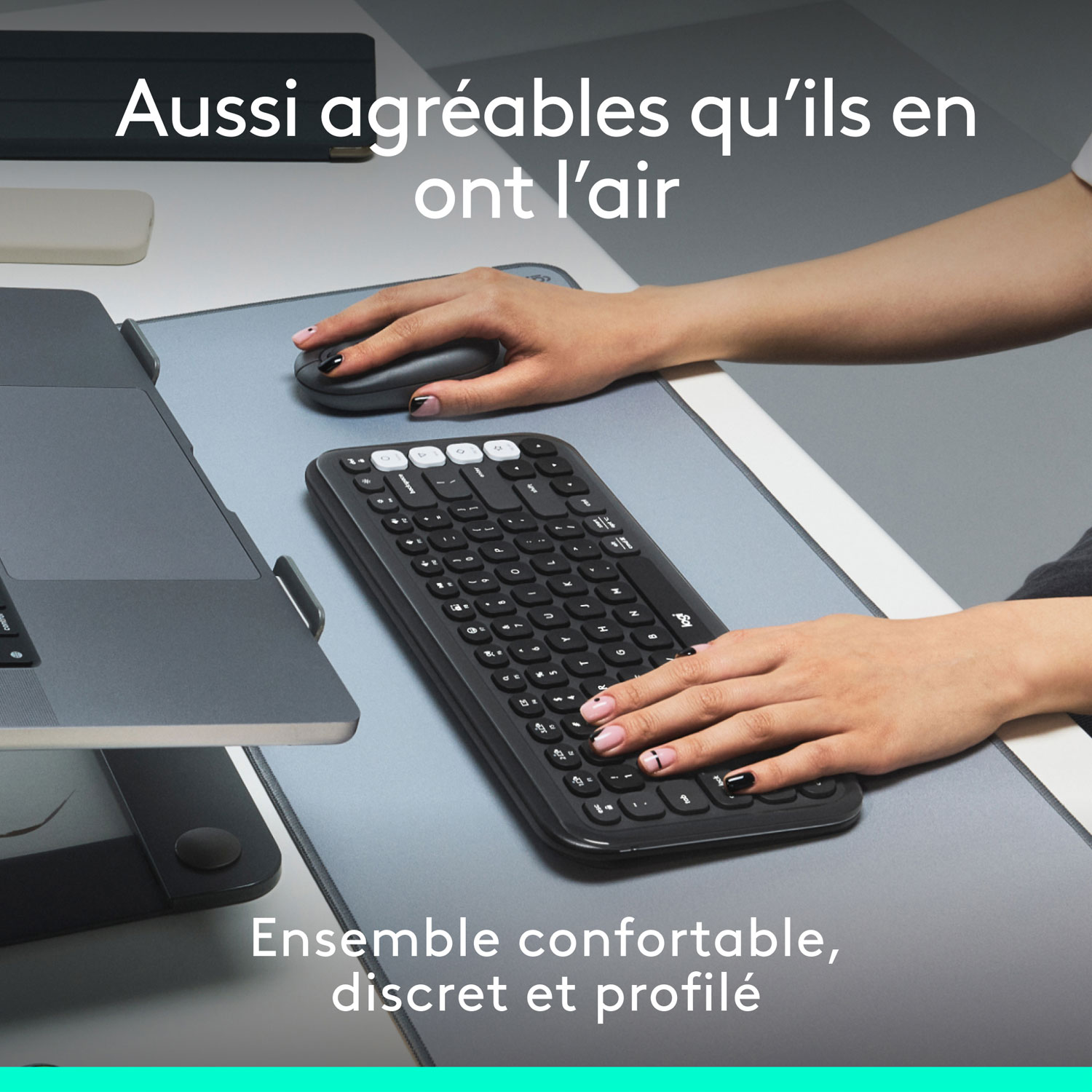 Clavier et souris optique Bluetooth POP de Logitech - Graphite/Blanc cassé - Anglais