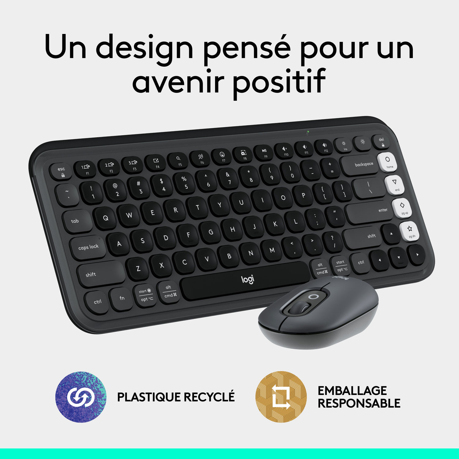 Clavier et souris optique Bluetooth POP de Logitech - Graphite/Blanc cassé - Anglais