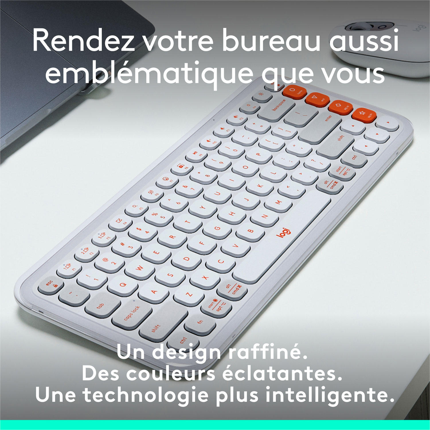 Clavier Bluetooth POP Icon Keys de Logitech - Orange/Blanc cassé - Anglais