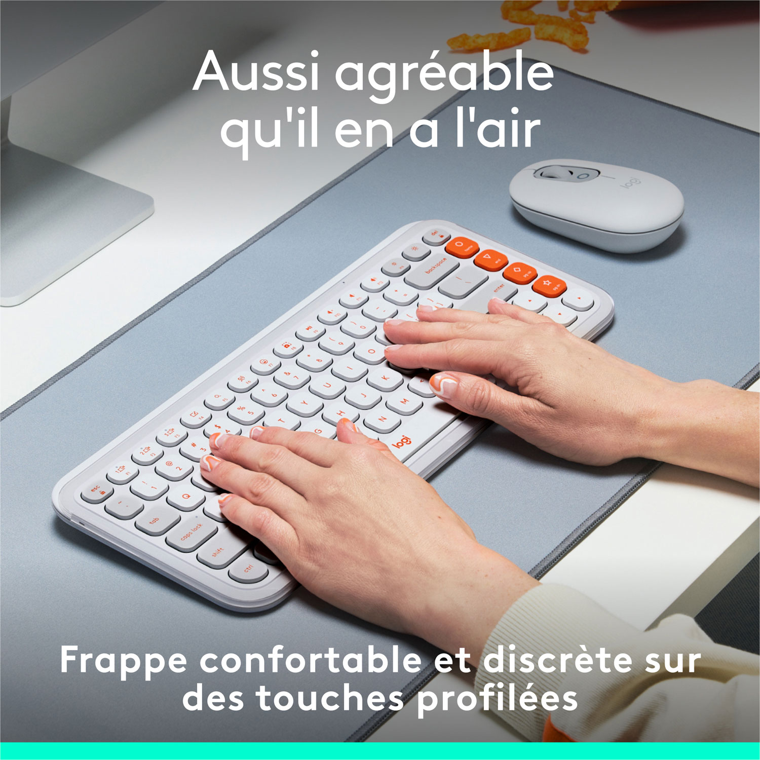 Clavier Bluetooth POP Icon Keys de Logitech - Orange/Blanc cassé - Anglais