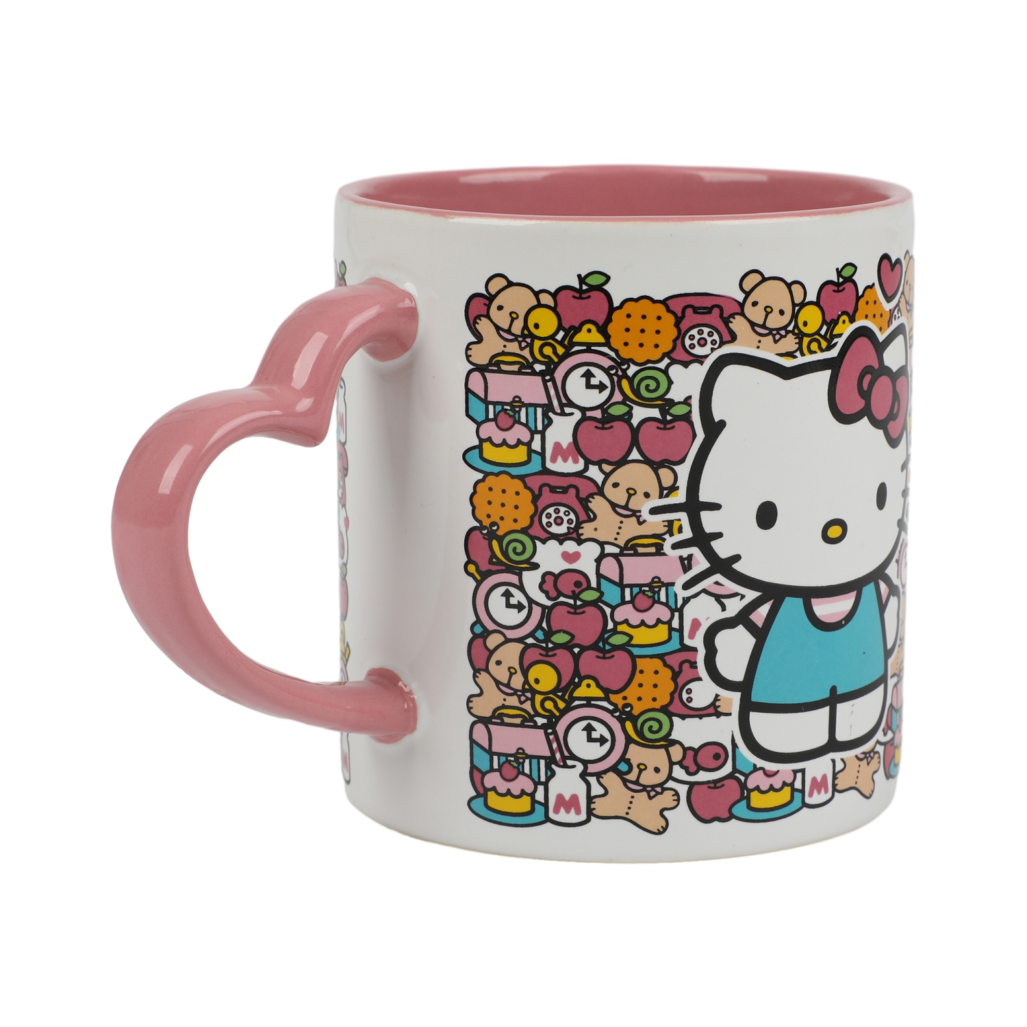 Tasse Hello Kitty avec poignée en forme de coeur rose – Tasse en céramique 16&nbsp;oz