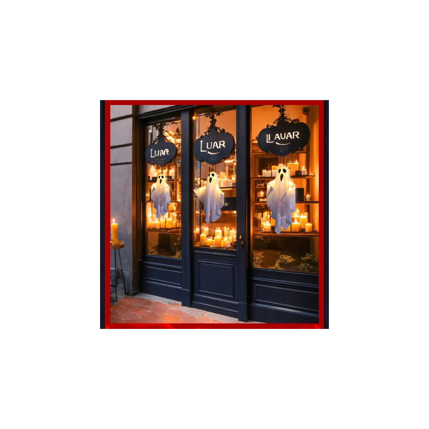 Spooky White LED Hanging Light – Battery-Powered Halloween Decoration with Cotton Shade, Perfect for Indoor & Outdoor Party Decor