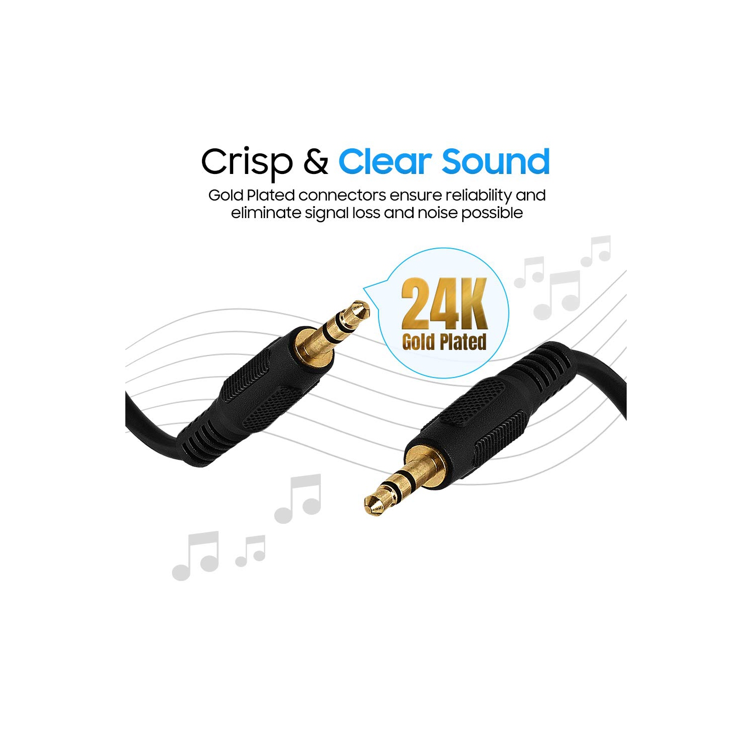 Cmple – Câble audio auxiliaire mâle à mâle 3,5 mm pour haut-parleur stéréo avec fiches plaquées or mâle à mâle Adaptateur de cordon auxiliaire