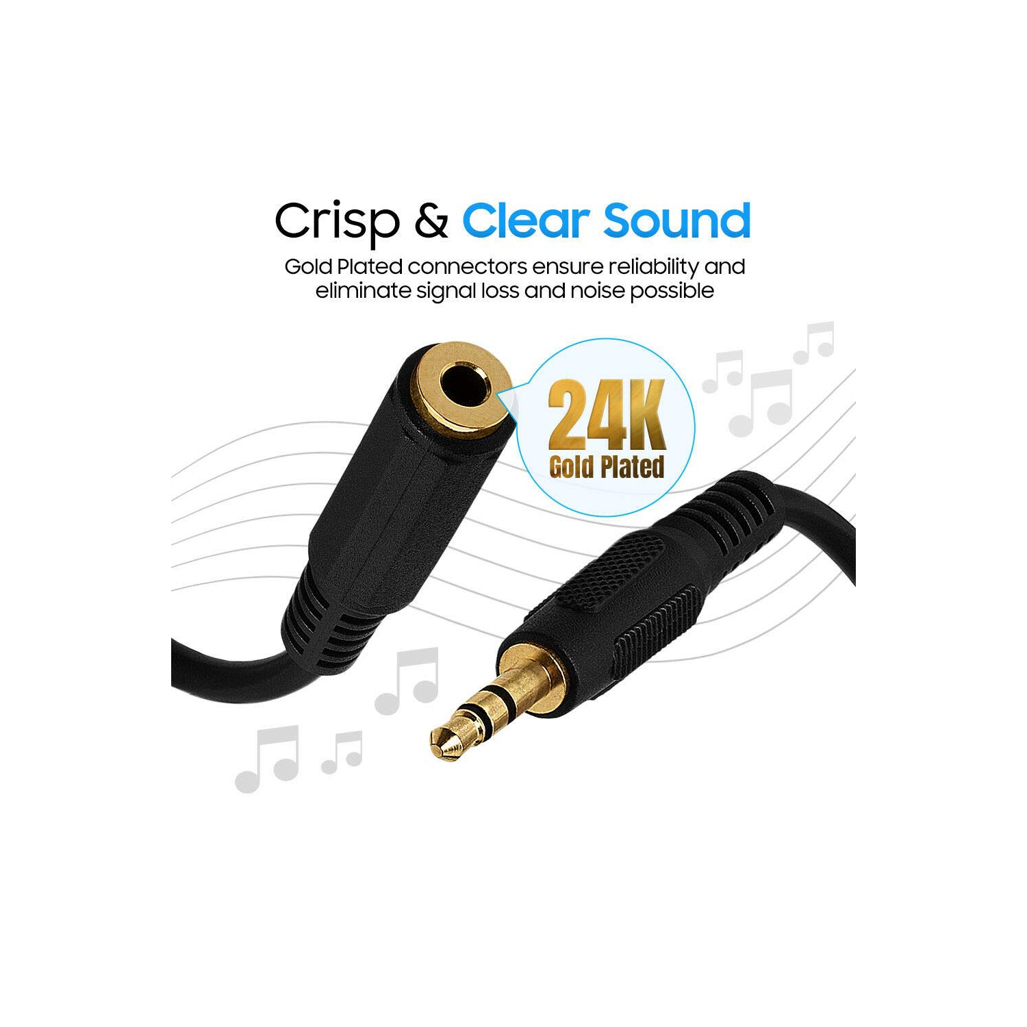 Cmple – Câble de rallonge pour casque d'écoute, rallonge pour prise 3,5 mm mâle à femelle audio stéréo, câble de rallonge auxiliaire TRS de 1/8,