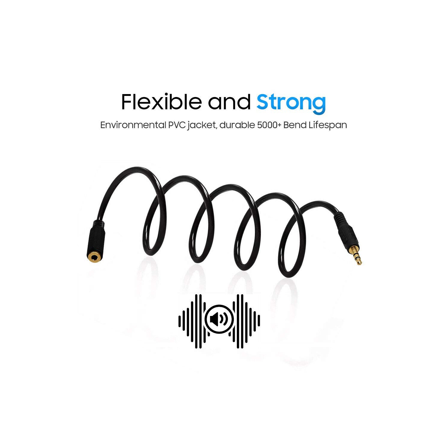 Cmple – Câble de rallonge pour casque d'écoute, rallonge pour prise 3,5 mm mâle à femelle audio stéréo, câble de rallonge auxiliaire TRS de 1/8,