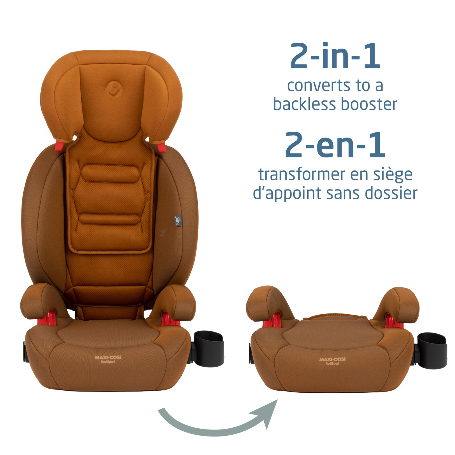 Maxi Cosi RodiSport 2-in-1 Booster Car Seat - Authentic Cognac