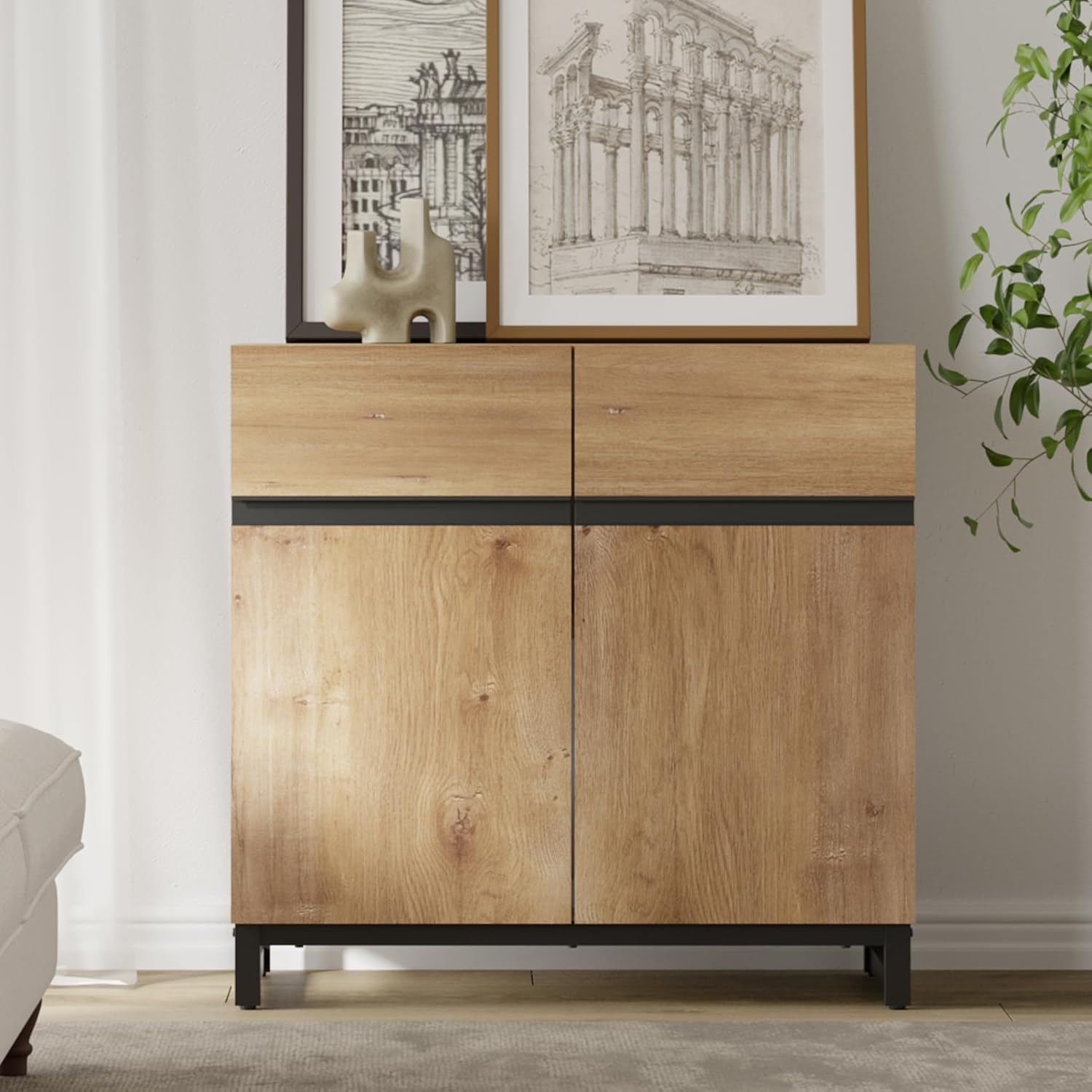 Meuble pour téléviseur moderne WAMPAT pour téléviseurs jusqu'à 40&nbsp;po, meuble pour téléviseur avec tablettes réglables pour salon, chambre à