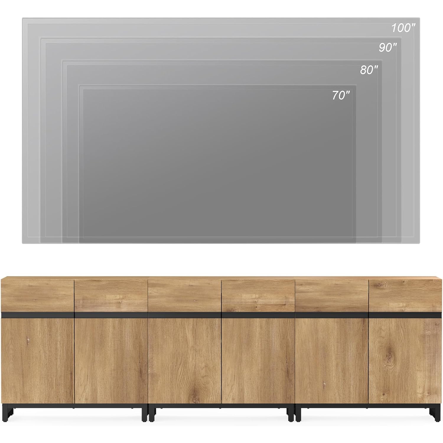 Meuble pour téléviseur moderne WAMPAT pour téléviseurs jusqu'à 110&nbsp;po, console en bois 3 en 1 avec tablettes réglables pour salon, chambre à