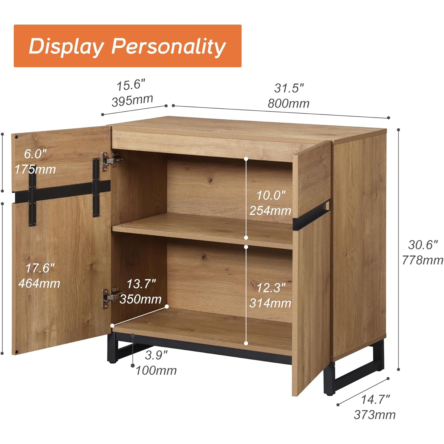 WAMPAT Sideboard Buffet Cabinets, Modern Accent Storage Cabinet with Adjustable Shelf for Living Room,Kitchen,Oak