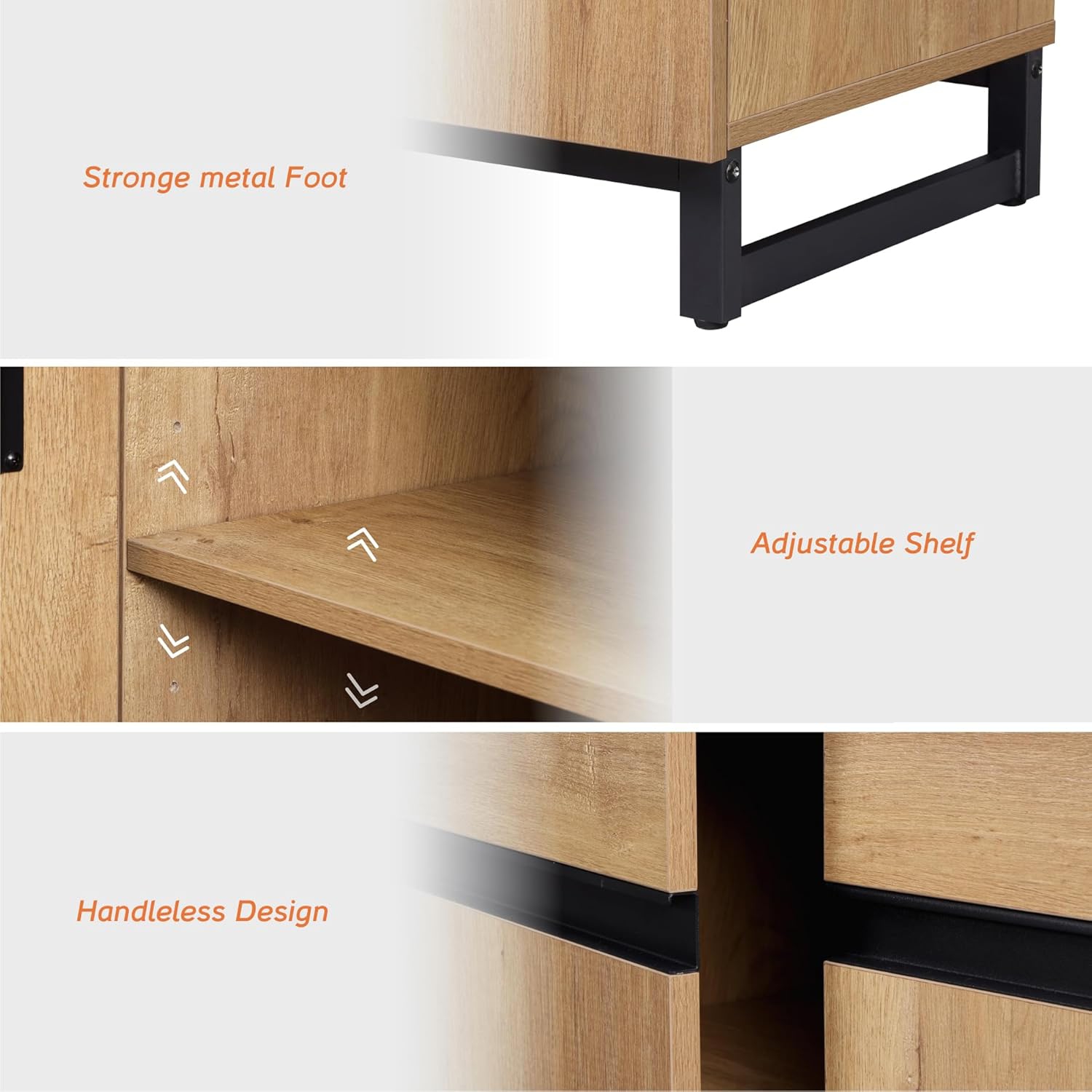 WAMPAT Sideboard Buffet Cabinets, Modern Accent Storage Cabinet with Adjustable Shelf for Living Room,Kitchen,Oak