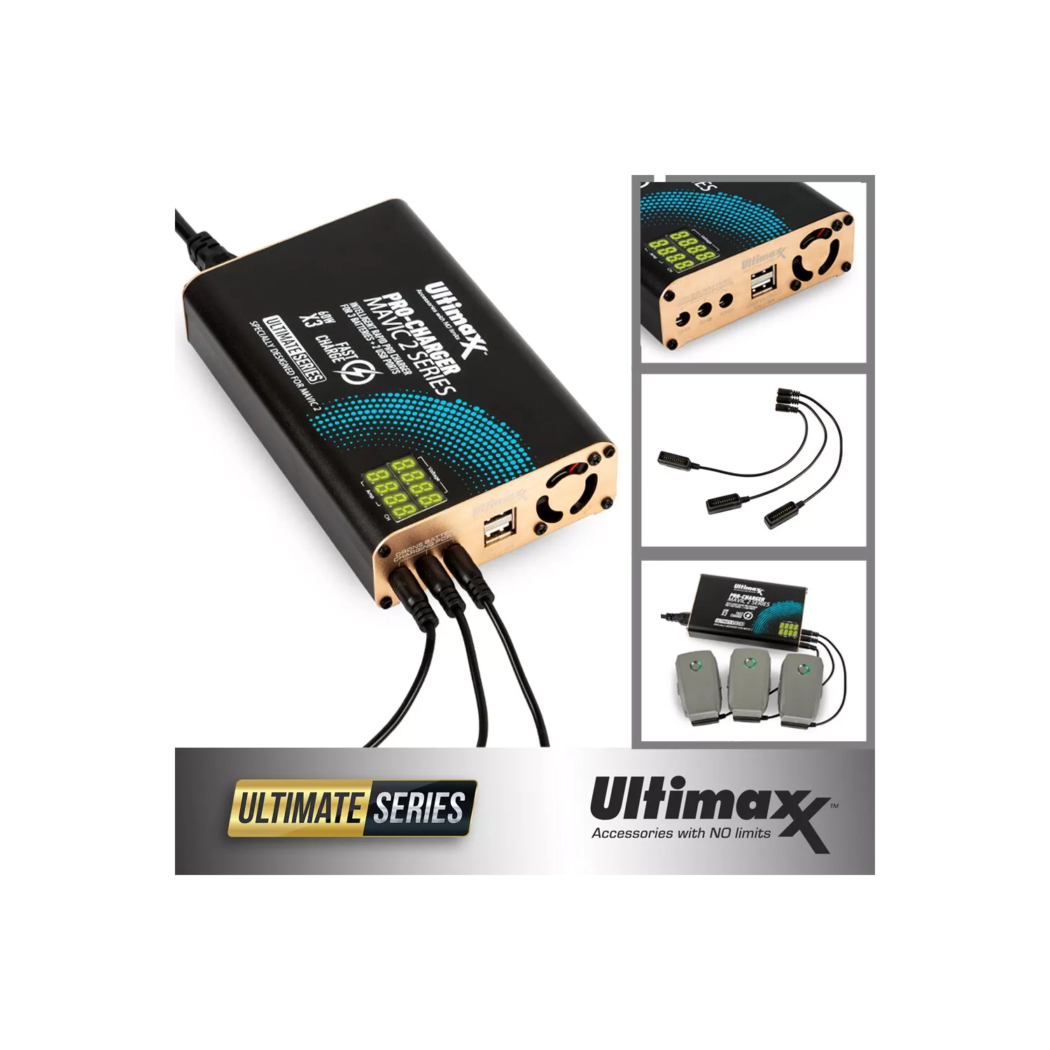 Chargeur de batterie rapide intelligent Mavic 2 Pro Zoom pour 3 batteries + 2 ports USB