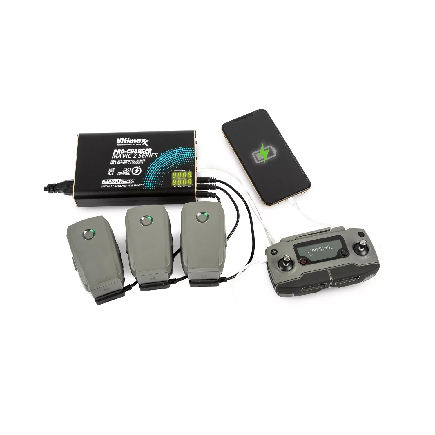 Chargeur de batterie rapide intelligent Mavic 2 Pro Zoom pour 3 batteries + 2 ports USB