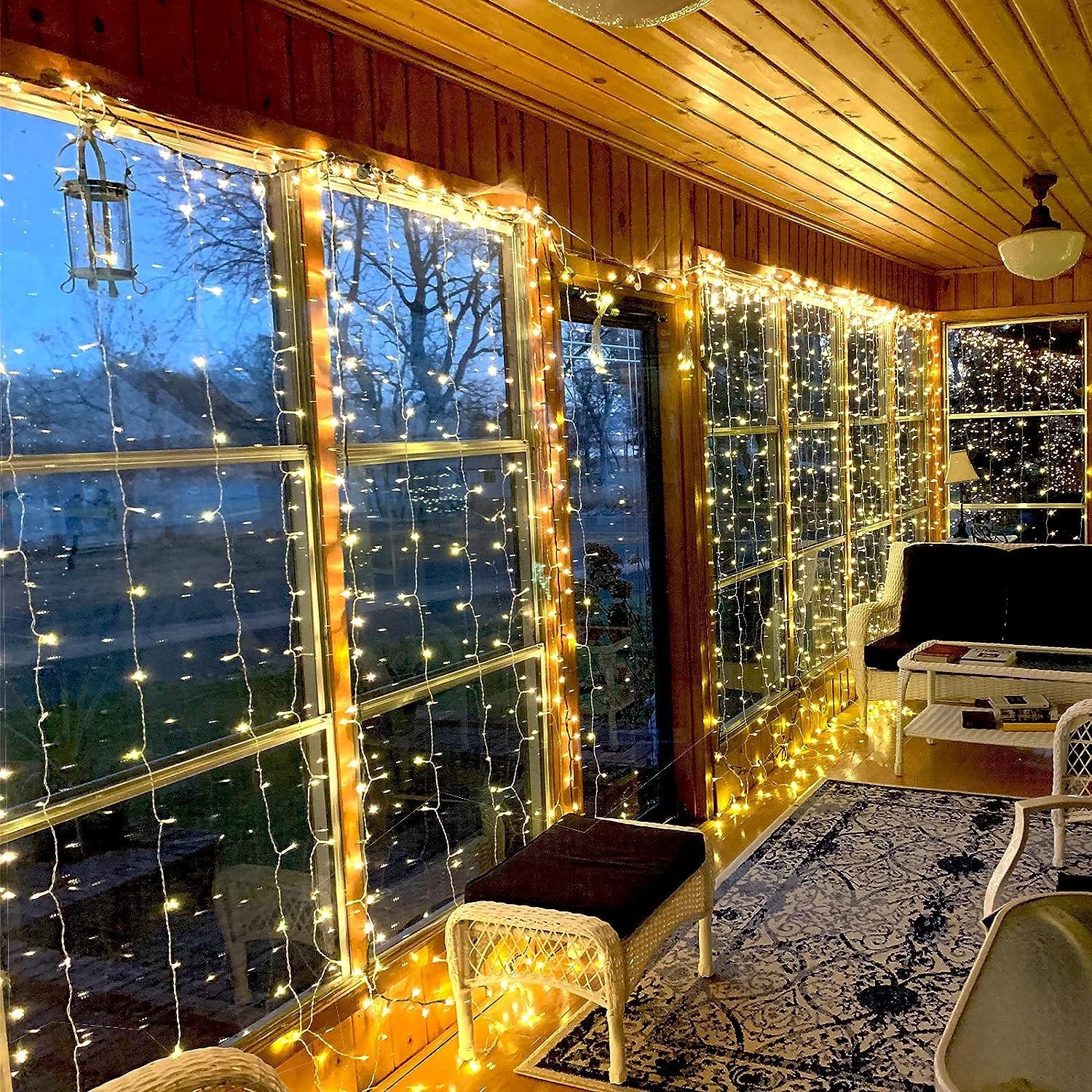 Fairy Curtain Lights for Bedroom 300 LED, Christmas String Lights USB Plug in 8 Modes with Remote Control for Wedding Party Decor Warm White,Warm