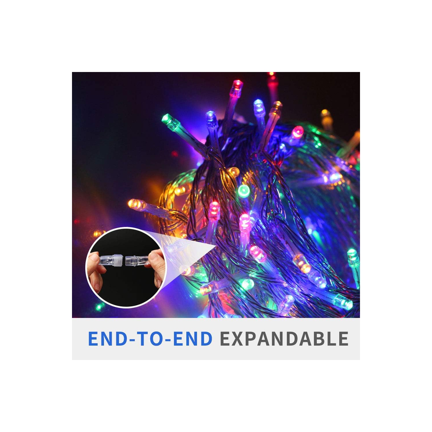 66FT 200 LEDs Christmas String Lights, Halloween String Lights 8 Modes Fairy Lights with End-to-End Plug Decoration for Christmas Indoor