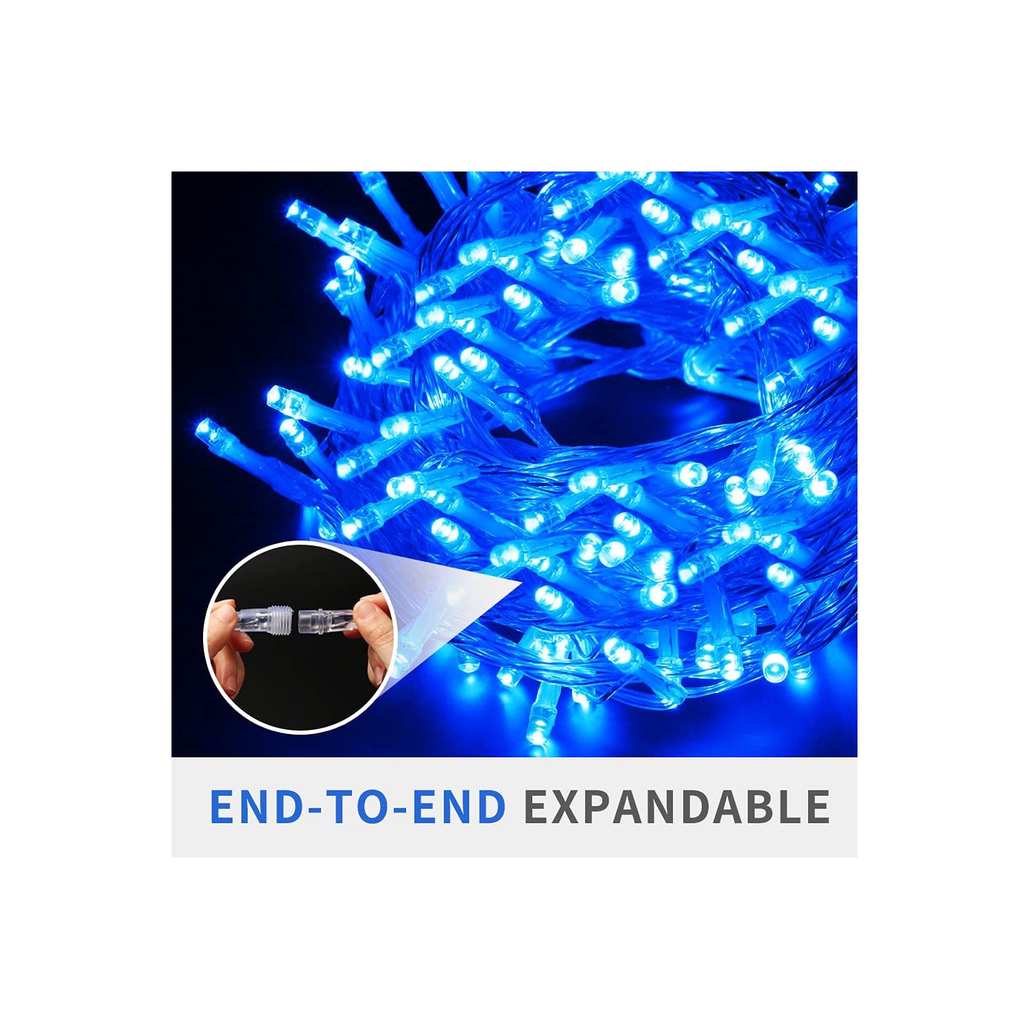 Guirlande de lumières de Noël de 66 pi à 200 DEL, guirlande de lumières d'Halloween à 8 modes avec décoration de bout en bout pour Noël intérieur