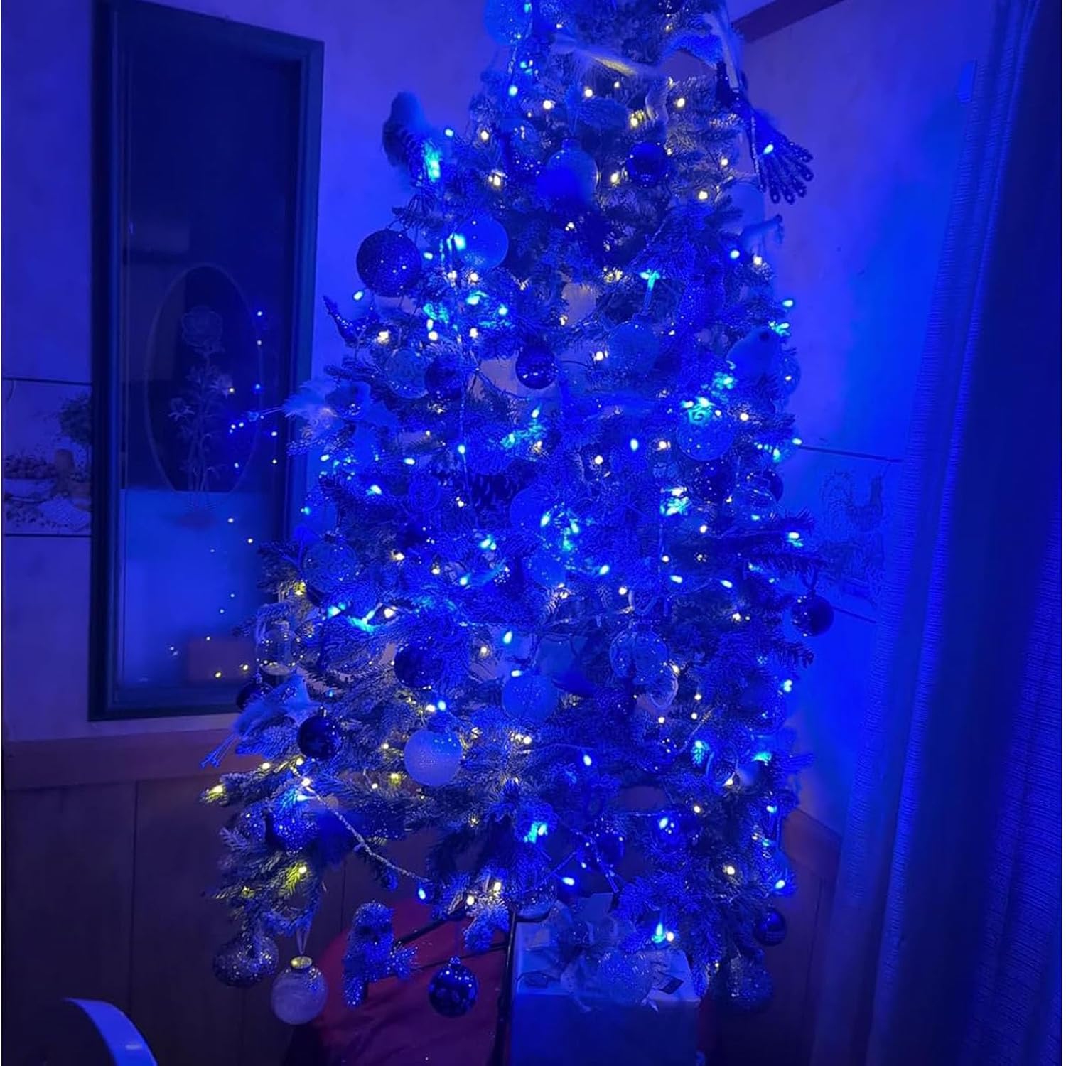 Guirlande de lumières de Noël de 66 pi à 200 DEL, guirlande de lumières d'Halloween à 8 modes avec décoration de bout en bout pour Noël intérieur
