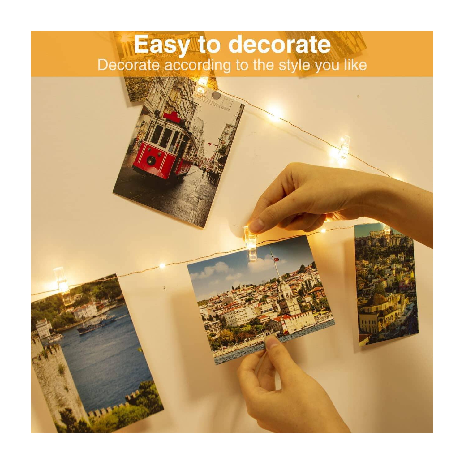 39FT 120LED Fairy Lights, USB Plug in Indoor String Lights, Photo Clip String Lights, Twinkle Lights for Girls Bedroom Photos Pictures Cards