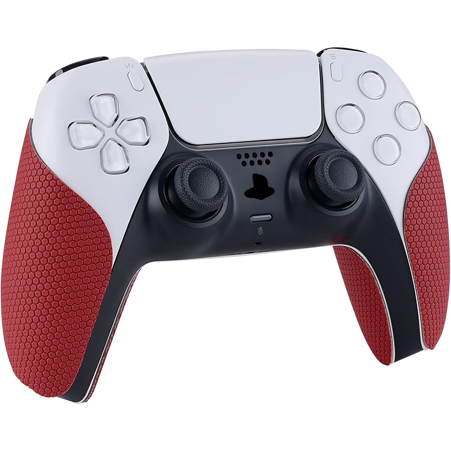 PlayVital Sweat-Absorbent Controller Grip for PS5 Controller, Anti-Skid Soft Rubber Pads Handle Grips for PS5 Controller,Red