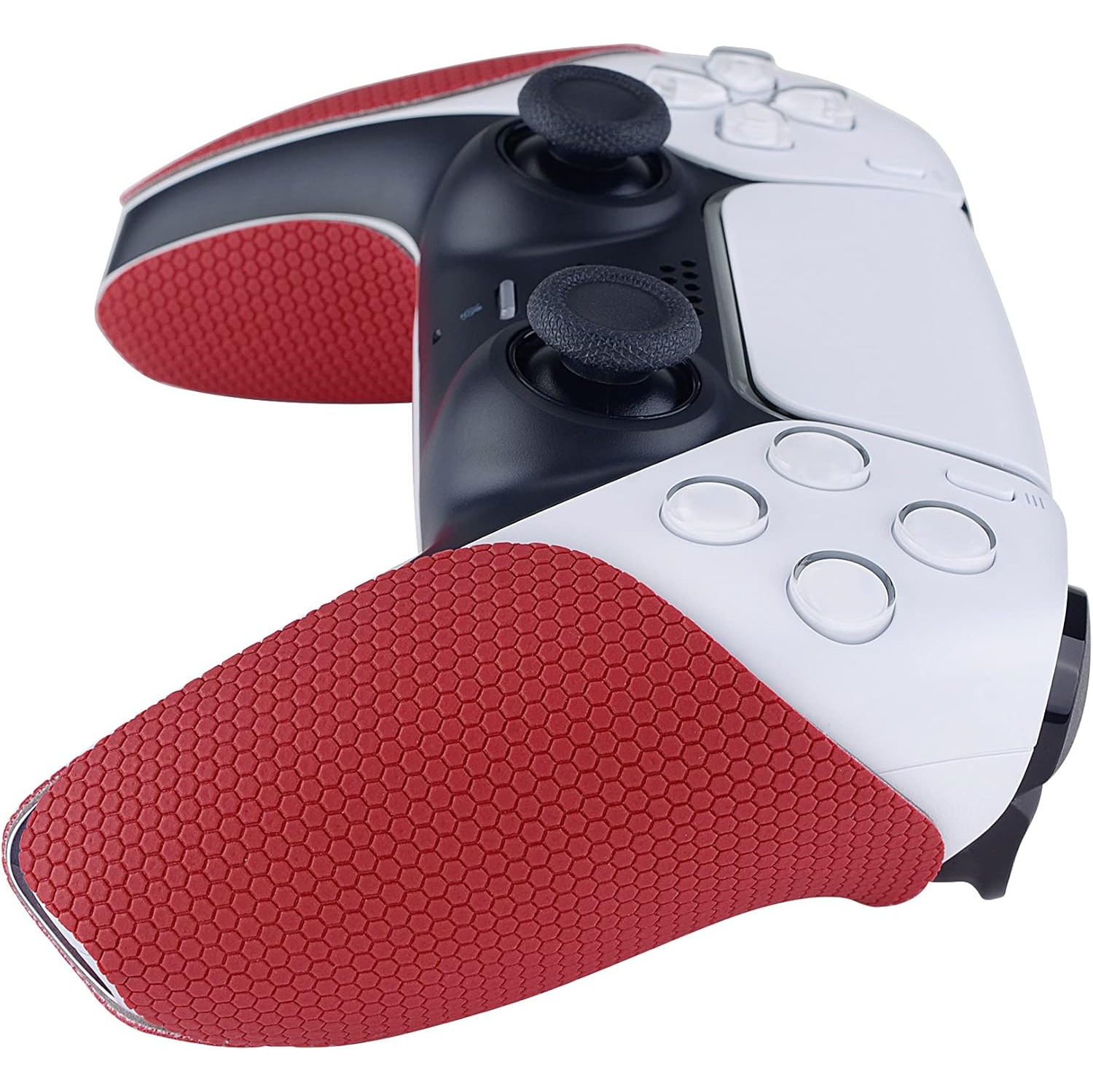 PlayVital Sweat-Absorbent Controller Grip for PS5 Controller, Anti-Skid Soft Rubber Pads Handle Grips for PS5 Controller,Red