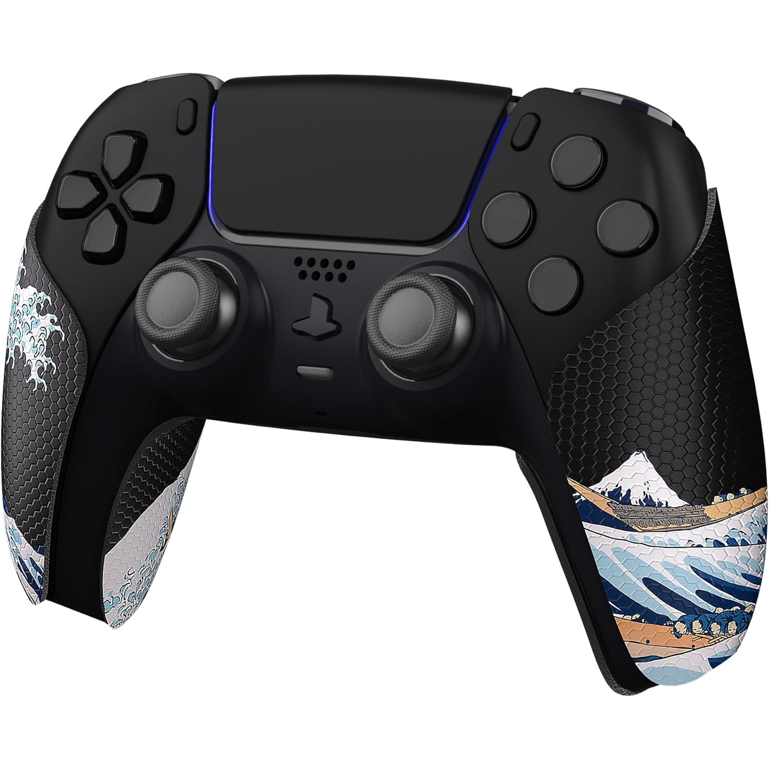 PlayVital Sweat-Absorbent Controller Grip for PS5 Controller, Anti-Skid Soft Rubber Pads Handle Grips for PS5 Controller,The Great Wave Off Kanagawa