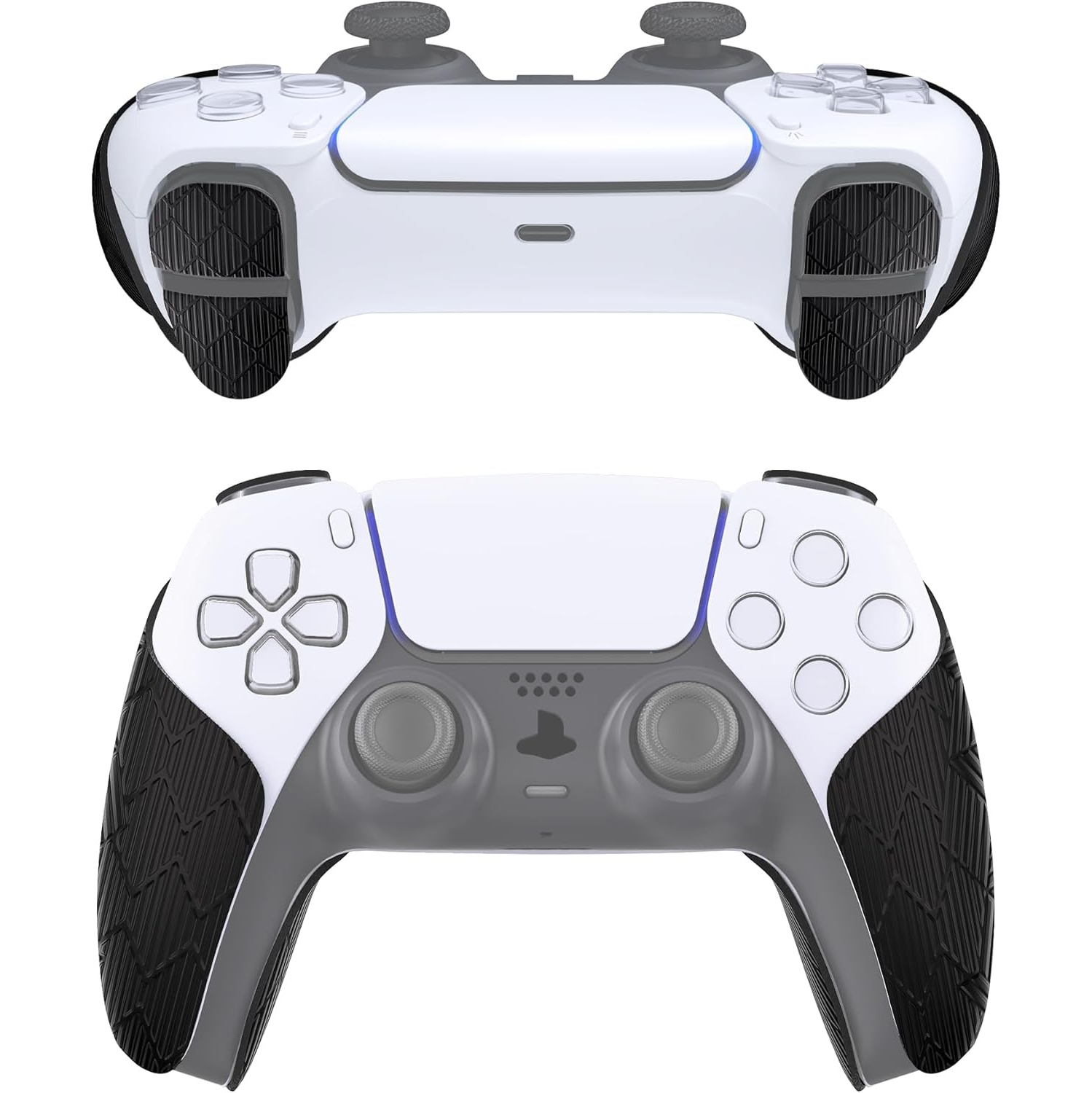 PlayVital Sweat-Absorbent Controller Grip for PS5 Controller, Anti-Skid Soft Rubber Pads Handle Grips for PS5 Controller,Silicone Black