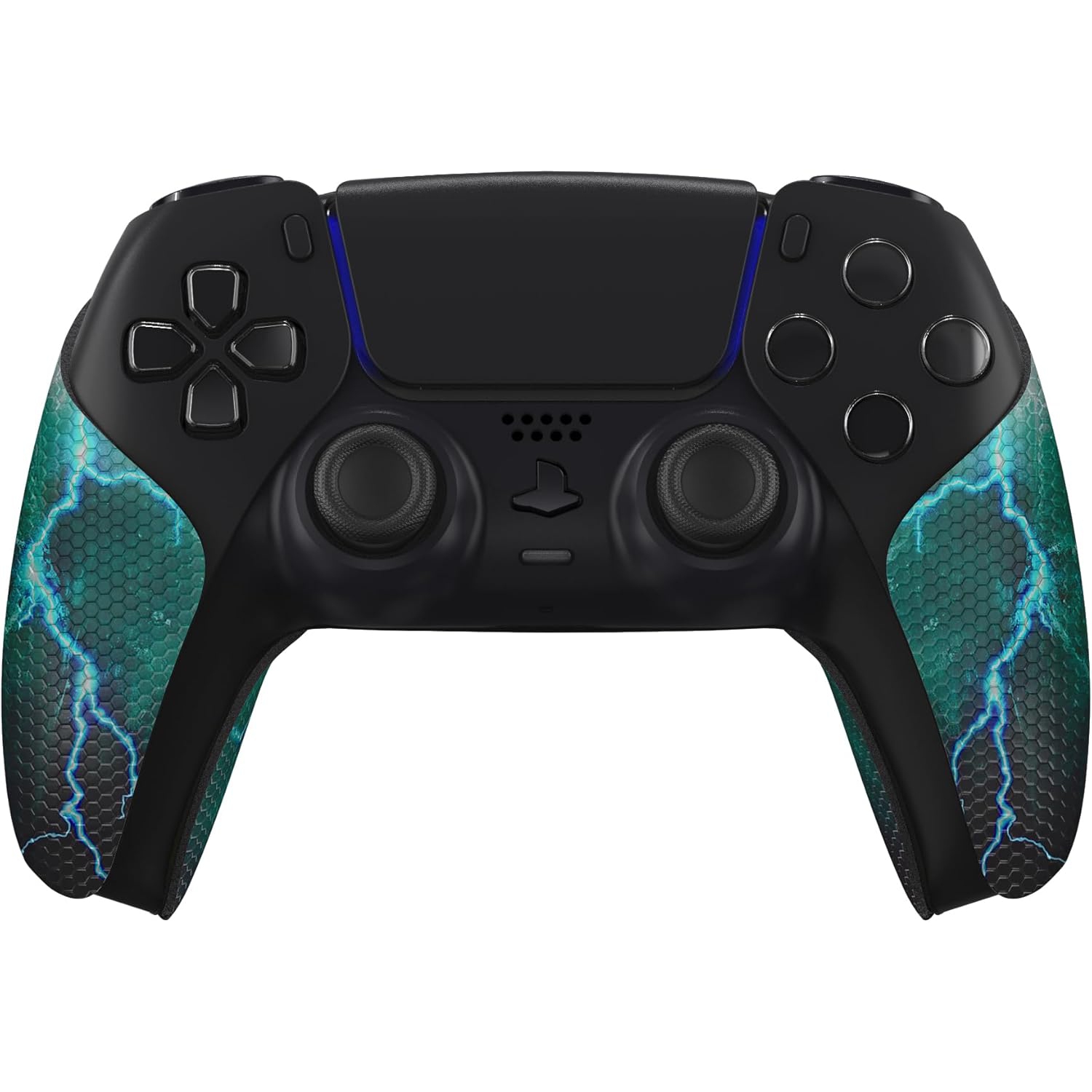 PlayVital Sweat-Absorbent Controller Grip for PS5 Controller, Anti-Skid Soft Rubber Pads Handle Grips for PS5 Controller,Green Storm Thunder