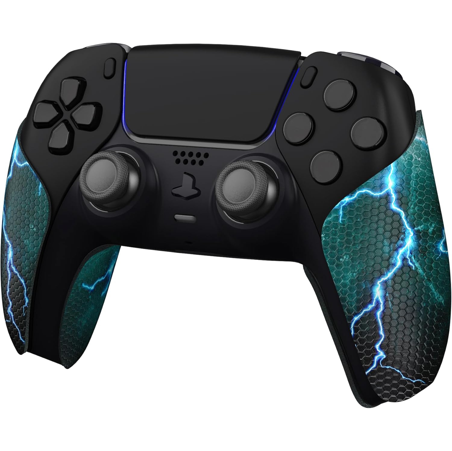 PlayVital Sweat-Absorbent Controller Grip for PS5 Controller, Anti-Skid Soft Rubber Pads Handle Grips for PS5 Controller,Green Storm Thunder