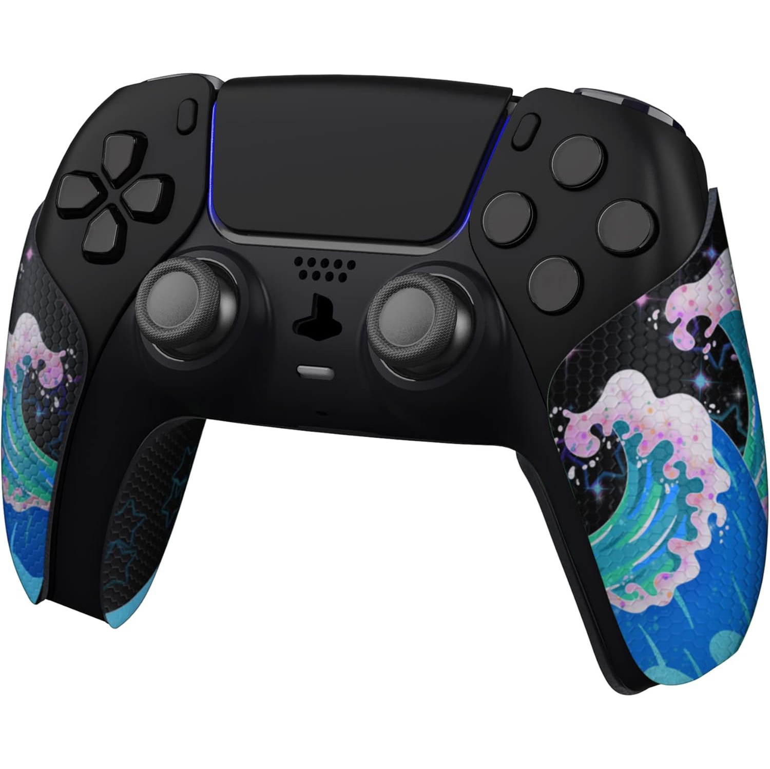 Prise de manette absorbant la sueur de PlayVital pour manette de PS5, poignées antidérapantes en caoutchouc souple pour manette de PS5, vagues