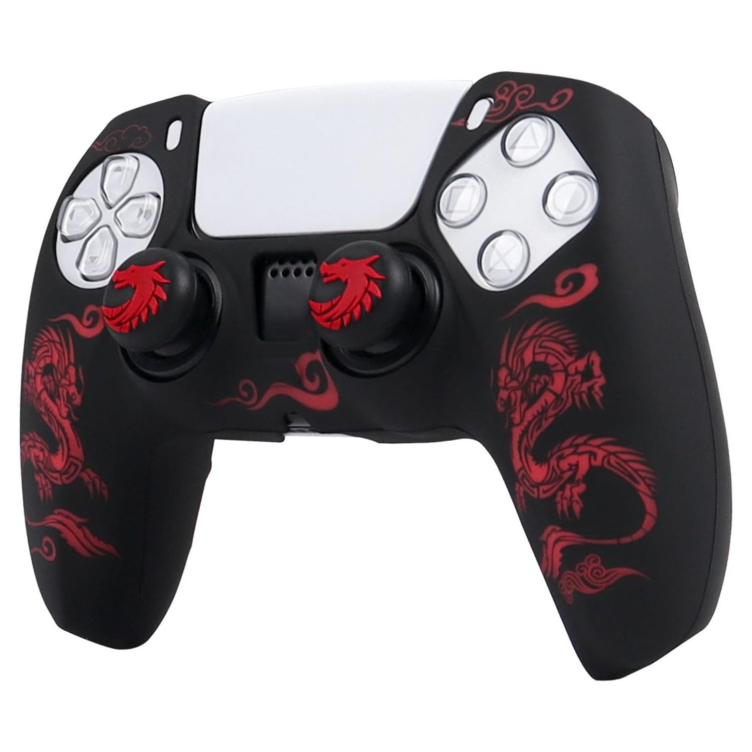 Habillages de manette pour PS4, habillage de manette en silicone compatible/manette PS4 Slim/PS4 Pro avec 2 capuchons antidérapants mignons, dragon