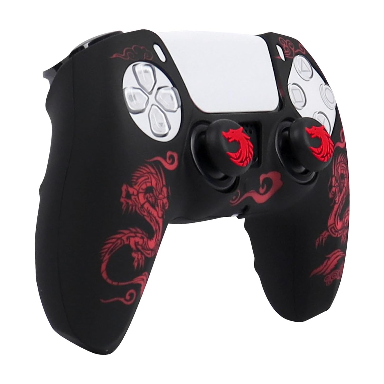 Habillages de manette pour PS4, habillage de manette en silicone compatible/manette PS4 Slim/PS4 Pro avec 2 capuchons antidérapants mignons, dragon