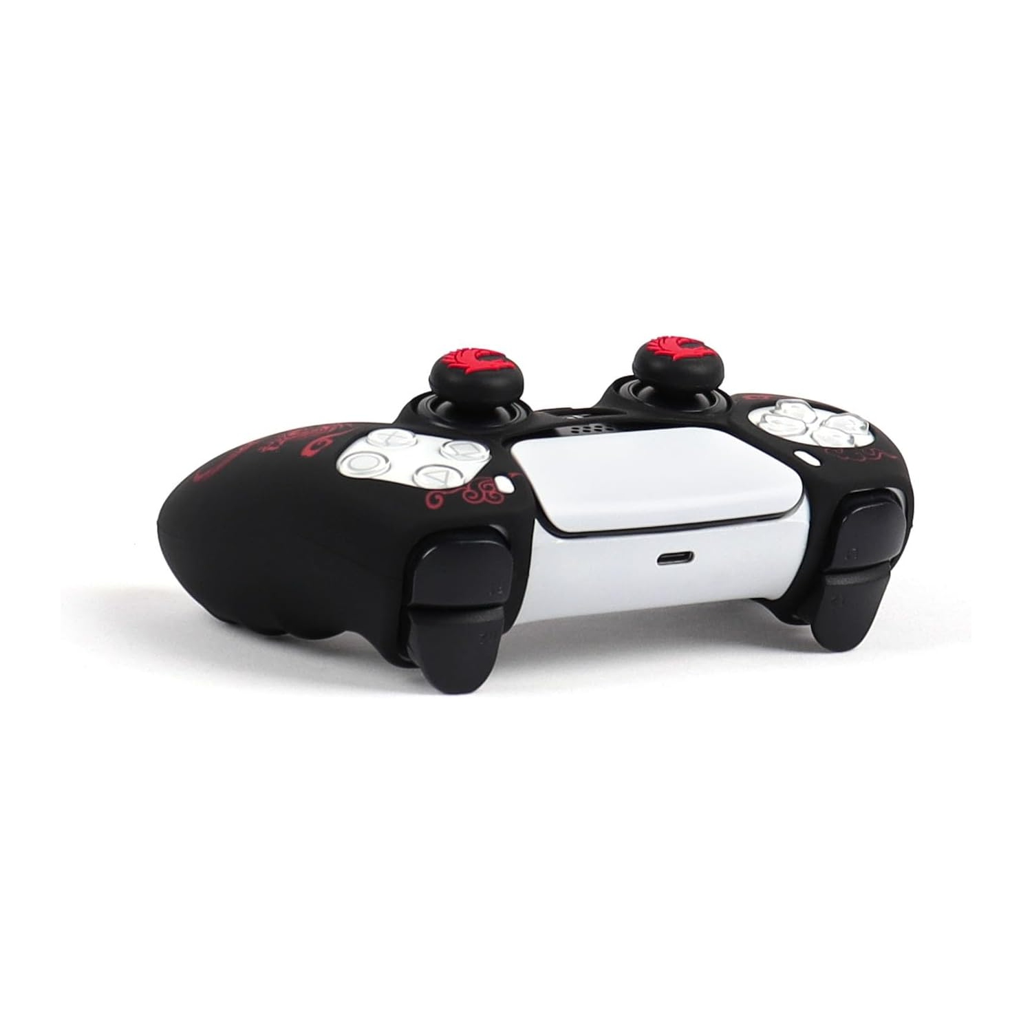 Habillages de manette pour PS4, habillage de manette en silicone compatible/manette PS4 Slim/PS4 Pro avec 2 capuchons antidérapants mignons, dragon