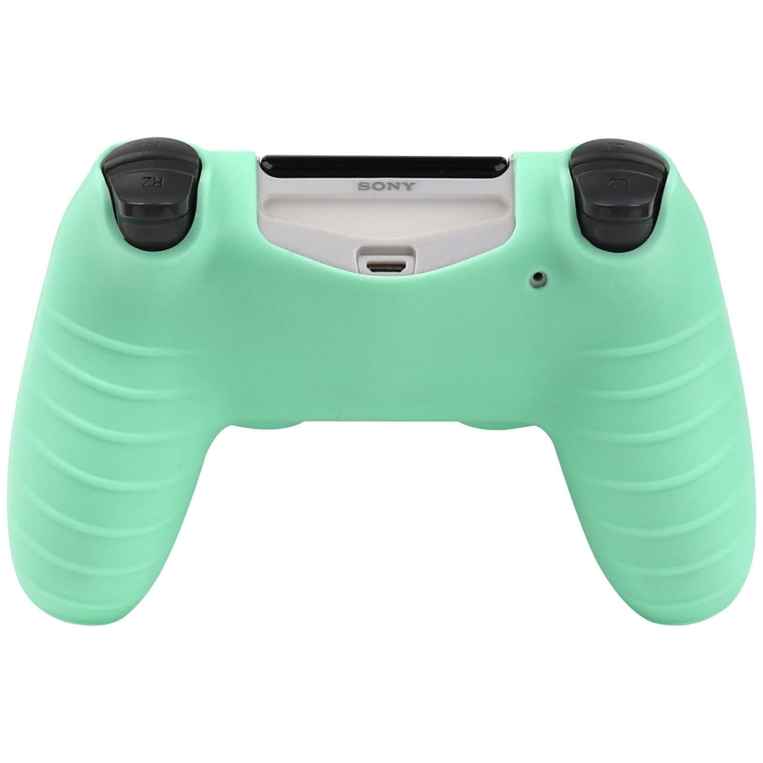 Habillages de manette pour PS4, habillage de manette en silicone compatible/manette PS4 Slim/PS4 Pro avec 2 capuchons antidérapants, vert