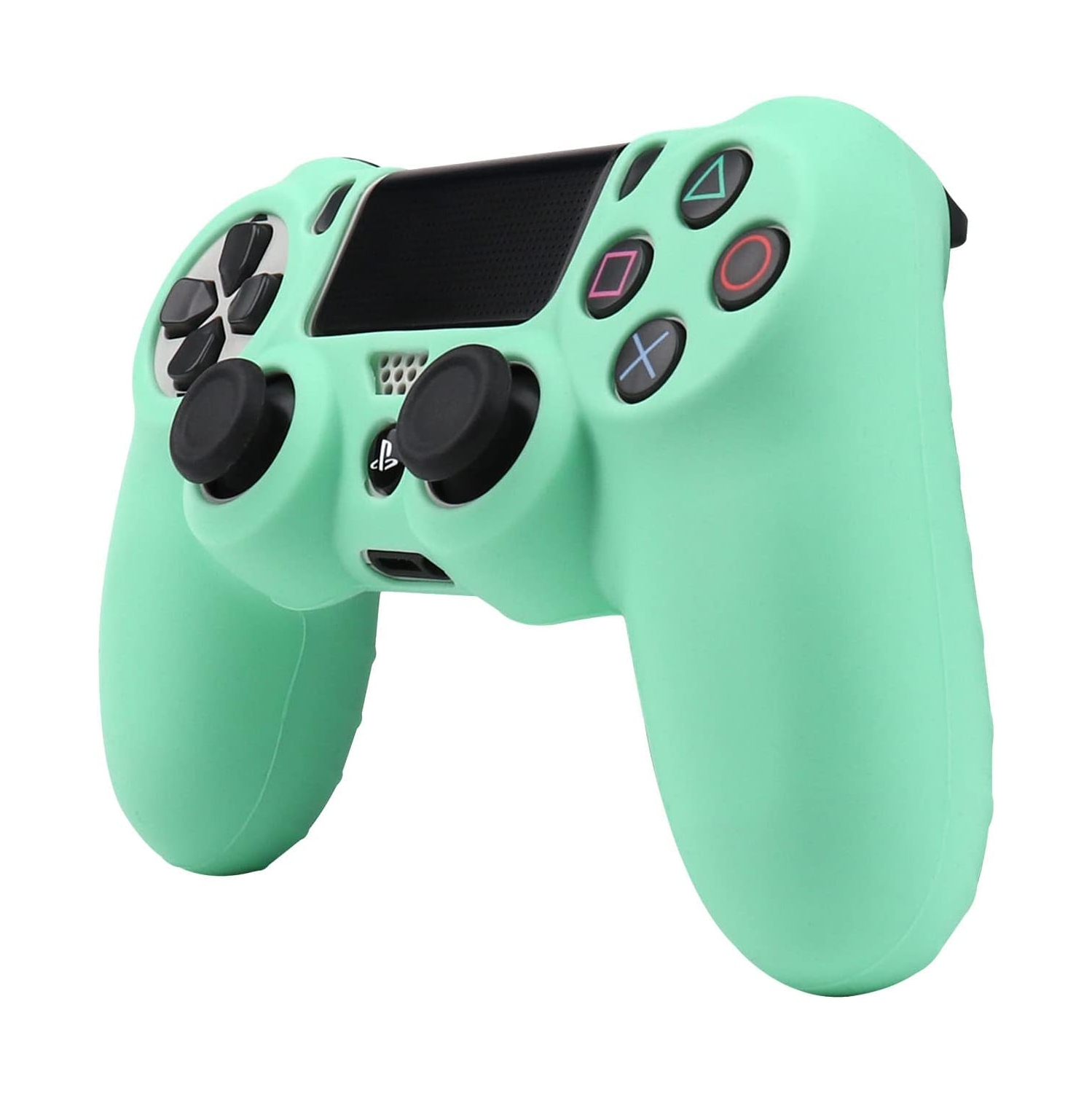Habillages de manette pour PS4, habillage de manette en silicone compatible/manette PS4 Slim/PS4 Pro avec 2 capuchons antidérapants, vert