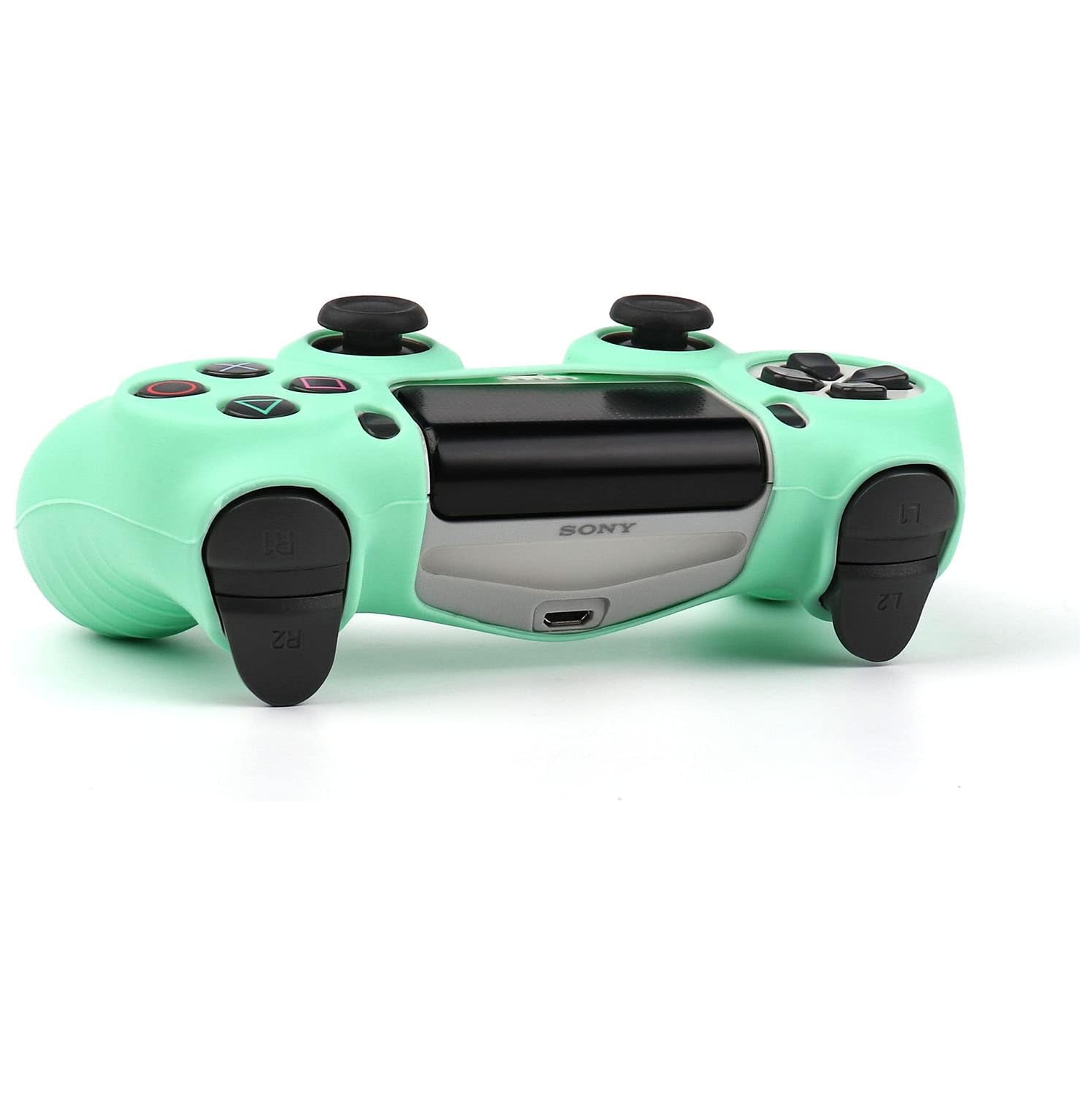 Habillages de manette pour PS4, habillage de manette en silicone compatible/manette PS4 Slim/PS4 Pro avec 2 capuchons antidérapants, vert