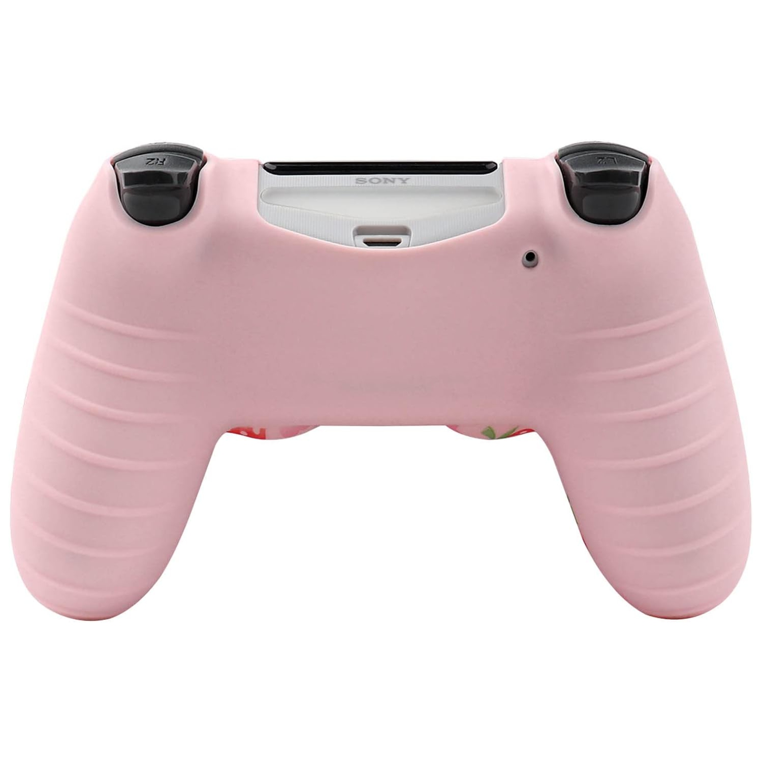 Habillages de manette pour PS4, habillage de manette en silicone compatible/manette PS4 Slim/PS4 Pro avec 2 capuchons antidérapants mignons, rose
